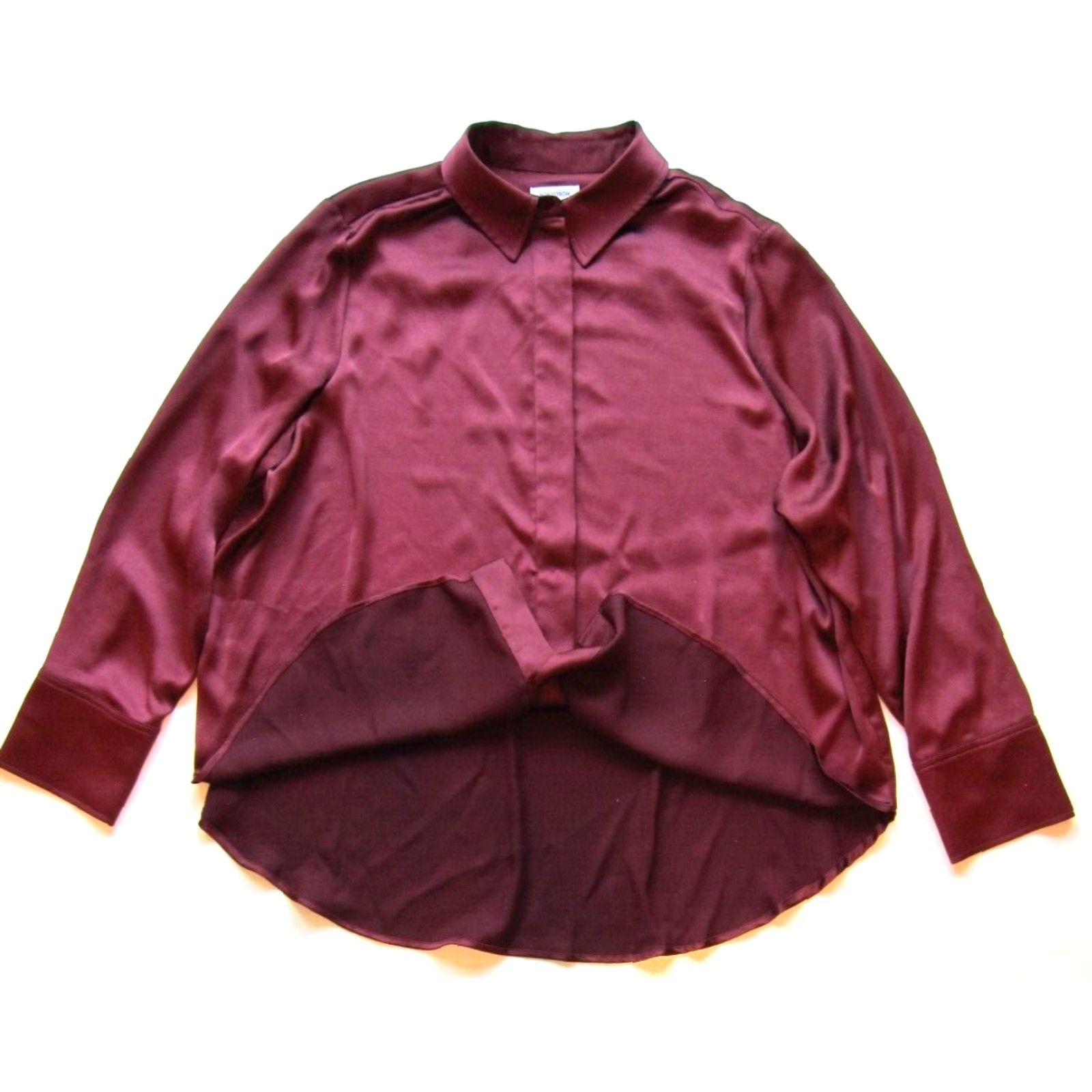 Nordstrom Nordstrom NWT Burgundy Red Silky Button-Up Long Sleeve Blouse 2XL Women’s Polyester Solid Size XXL / US 16-18 / IT 52-54 - 3 Thumbnail