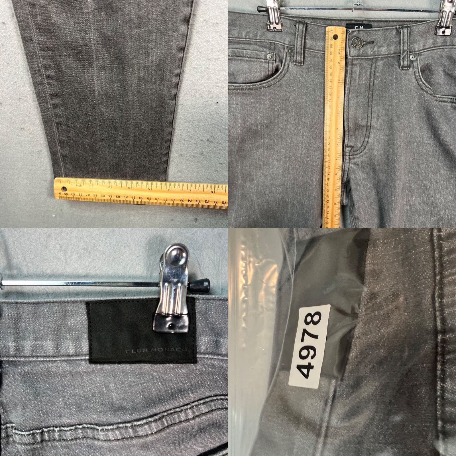 Club Monaco Club Monaco Mens Jeans Size 34 x 30 Gray Slim Fit Denim Cotton Blend Stretch 5-Pocket Design Tapered Casual Pants Size US 34 / EU 50 - 8 Thumbnail
