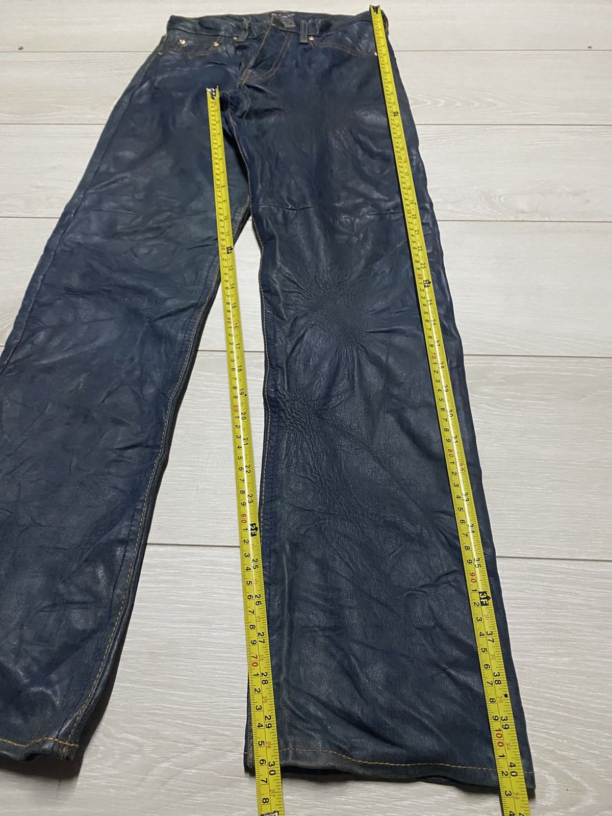 Number (N)ine Studio Design K Kondo Indigo Leather Pants Skinny Size US 27 - 12 Thumbnail