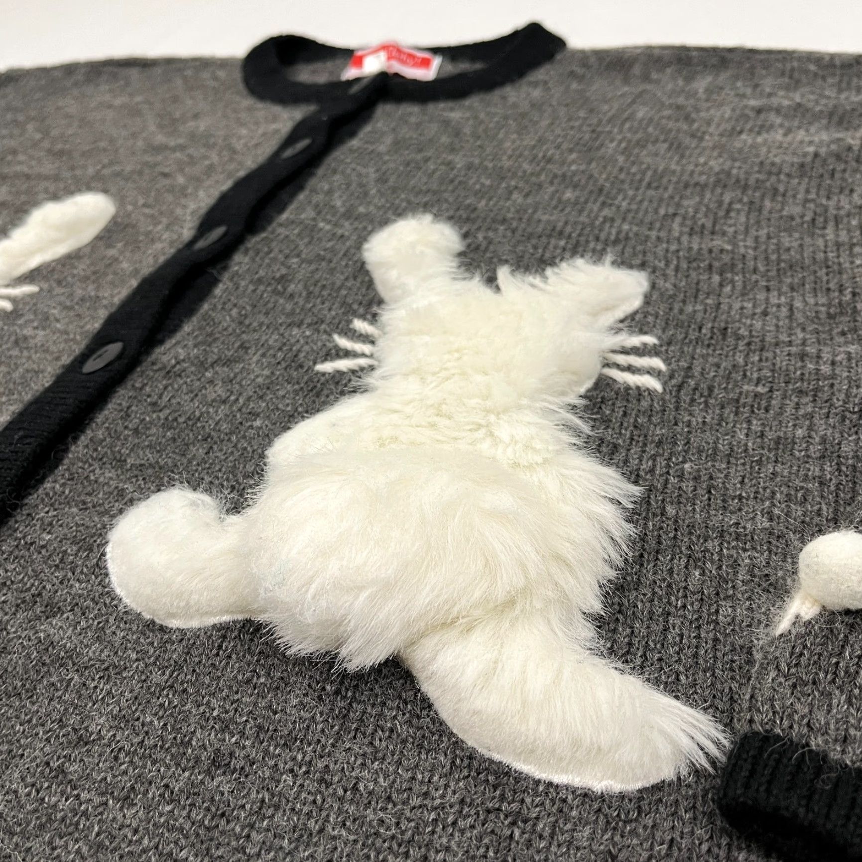 Vintage VTG Rene Derhy Cardigan Womens M / L Gray Bunny Rabbit Wool Blend Parisian Boho Cardigan Womens Regular Knit Style Size L / US 10 / IT 46 - 7 Thumbnail