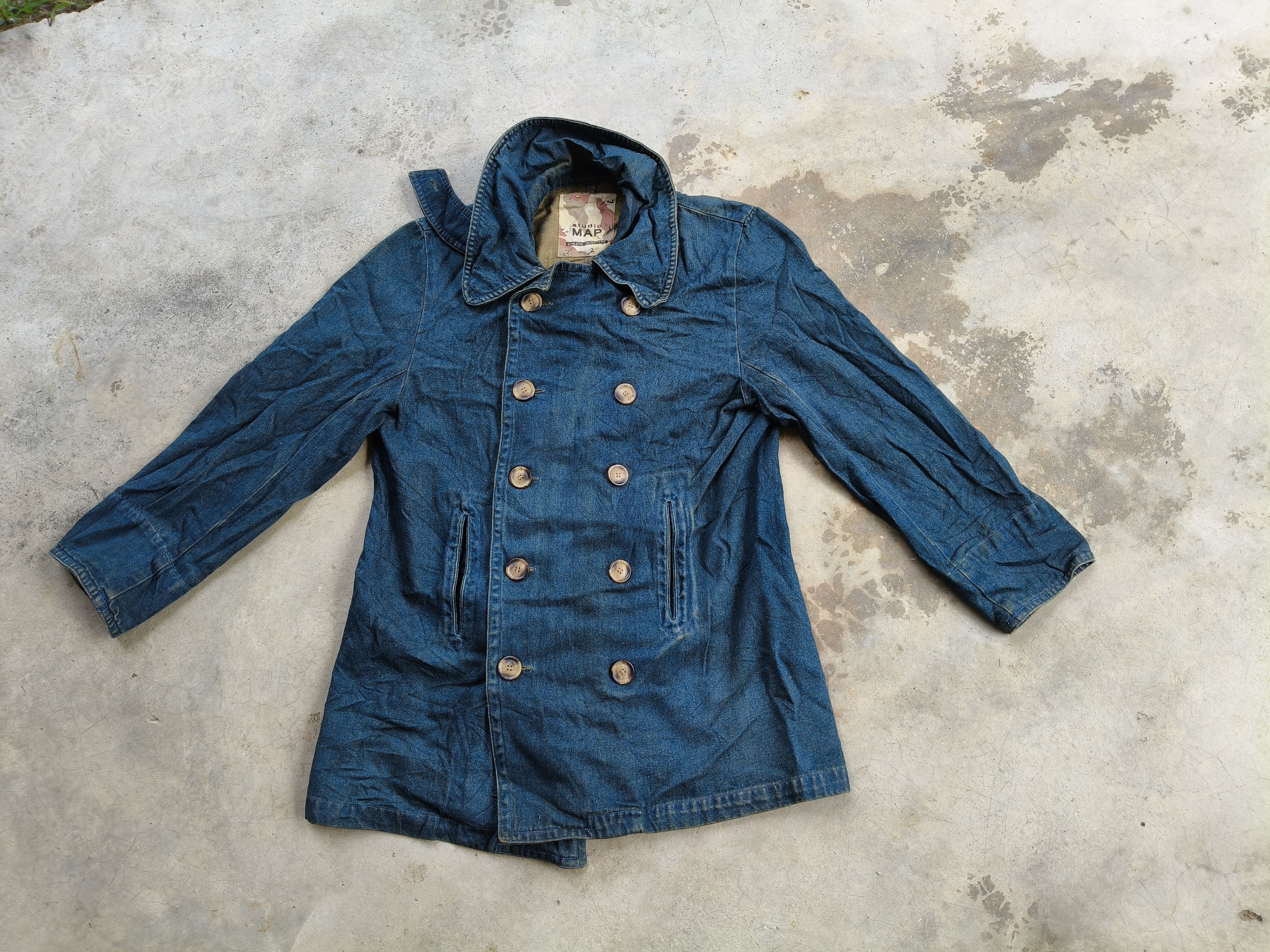 Japanese Brand × Vintage Vintage Studio Map Denim long jacket Size M / US 6-8 / IT 42-44 - 3 Thumbnail