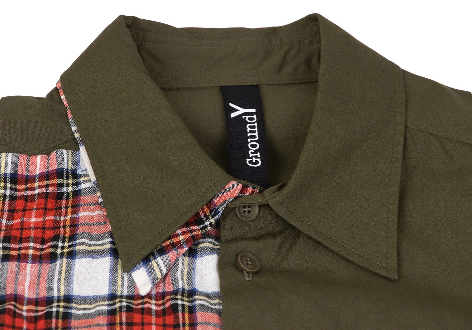 Yohji Yamamoto Tartan Check Pigment Print Detachable Long Shirt Khaki Size US M / EU 48-50 / 2 - 3 Thumbnail