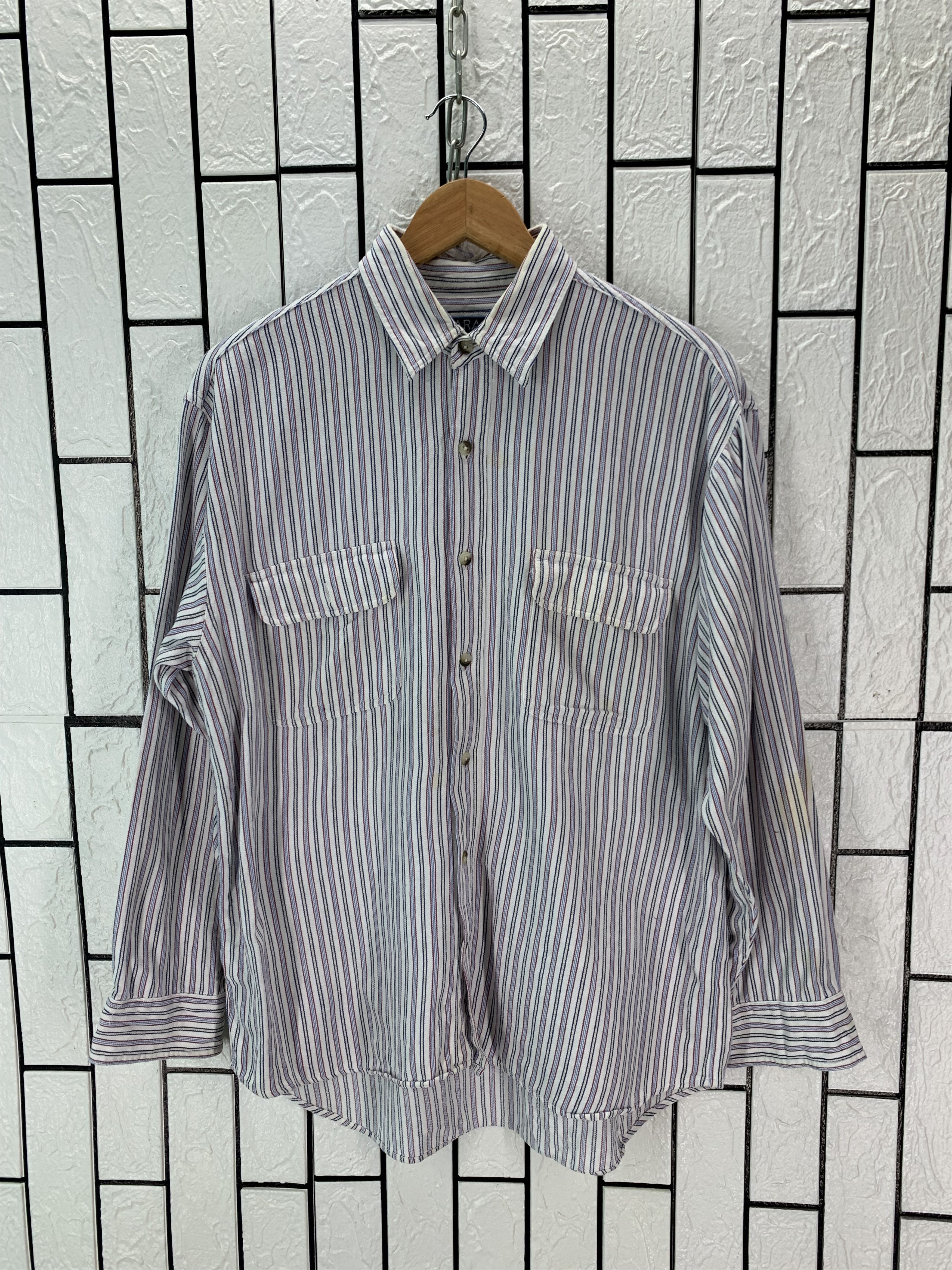Vintage Vintage B.Garage Stripe Shirt Button Size US L / EU 52-54 / 3 - 1 Thumbnail