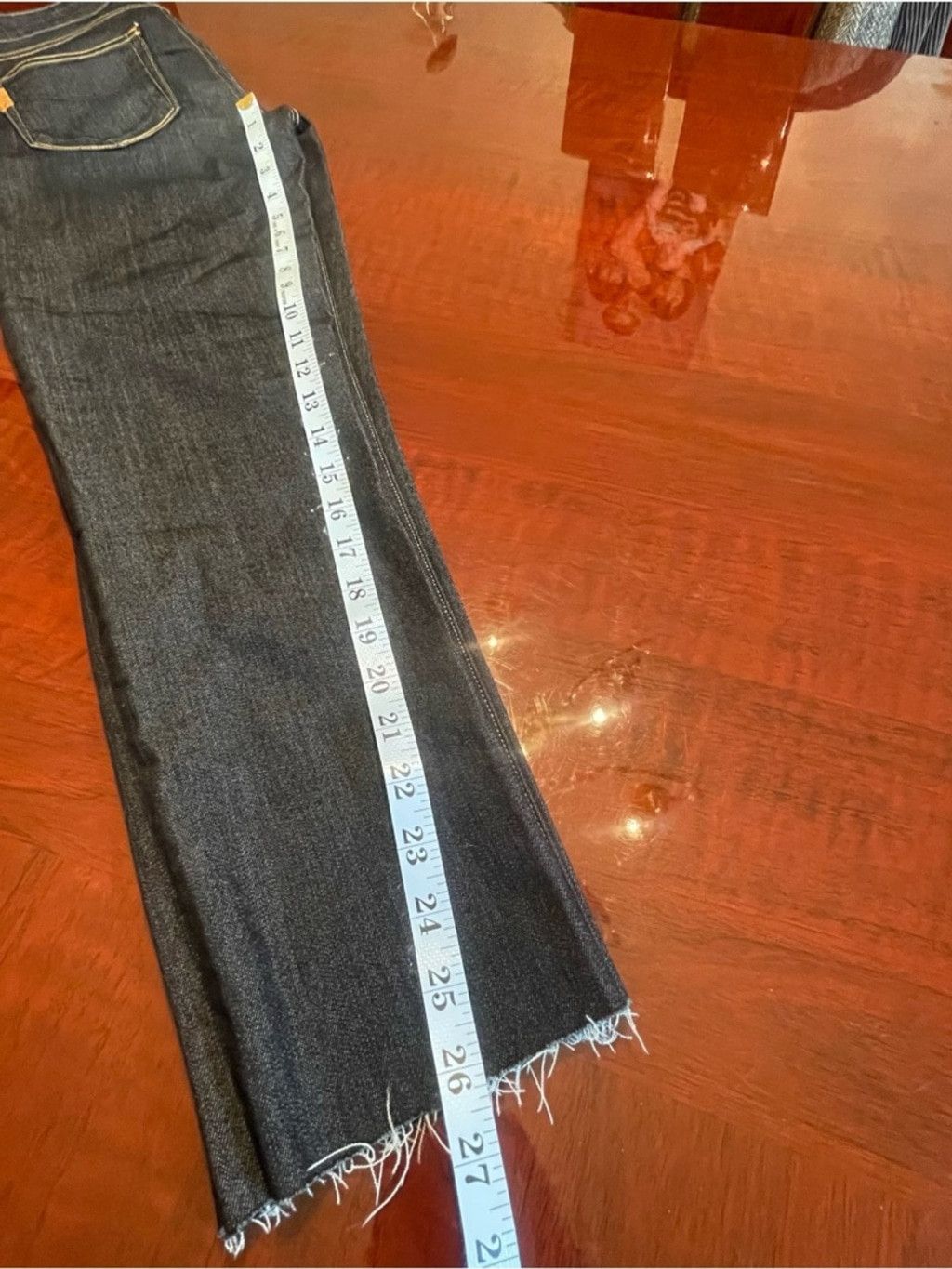 Paige PAIGE Skyline Skinny Jeans 28 Dark Wash Raw Hem Stretchy Size 28" / US 6 / IT 42 - 13 Thumbnail