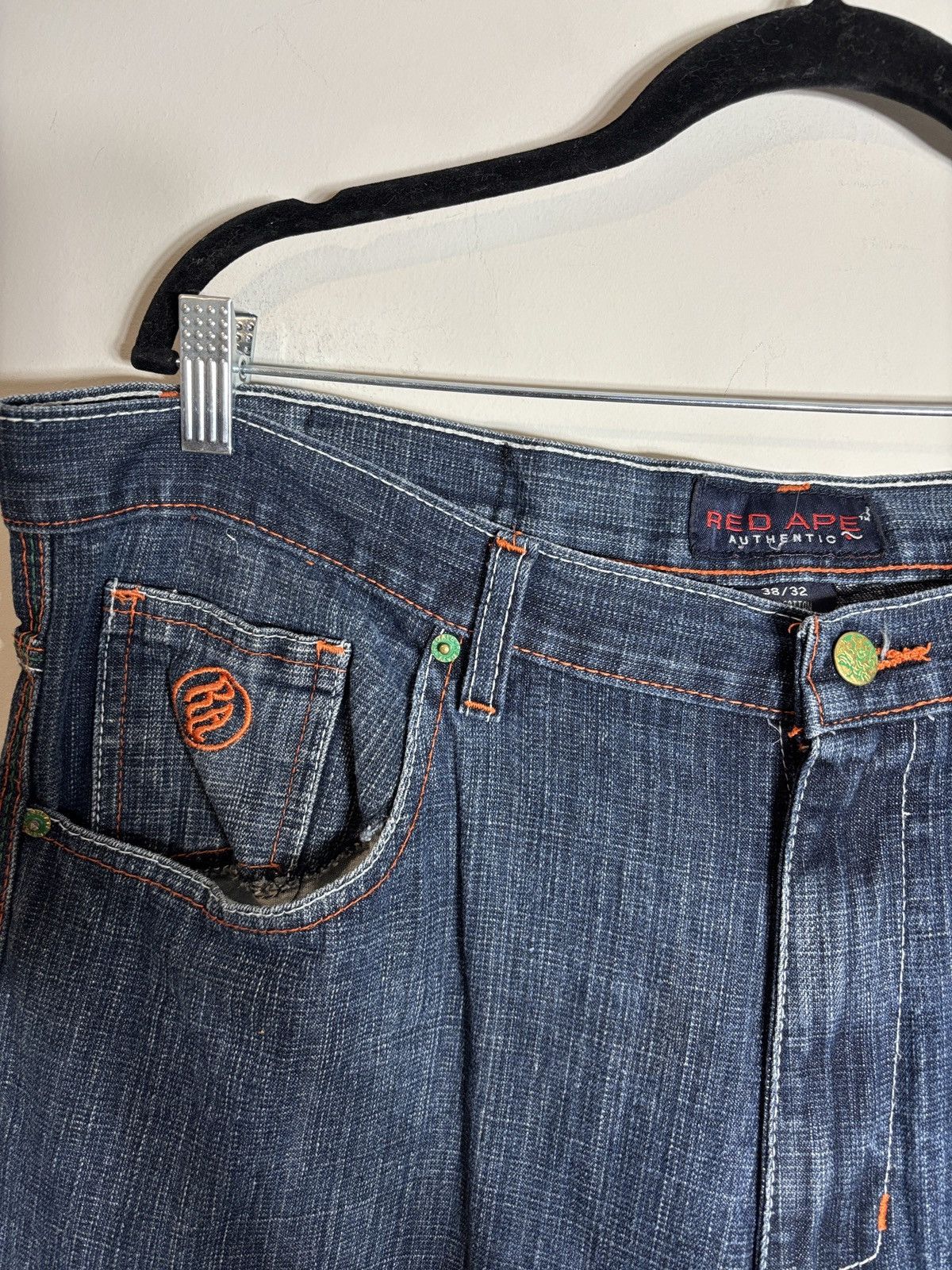 Vintage Vintage Y2K Red Ape Jeans Baggy Embroidered 38x32 Streetwear Size US 38 / EU 54 - 3 Thumbnail