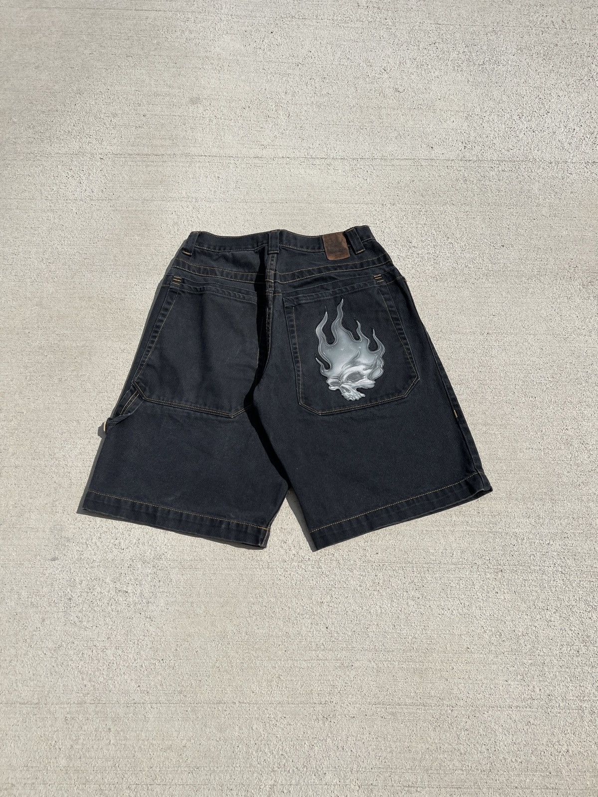 JNCO × Vintage vintage Jnco Flaming Skull Shorts Size US 31 - 1 Thumbnail