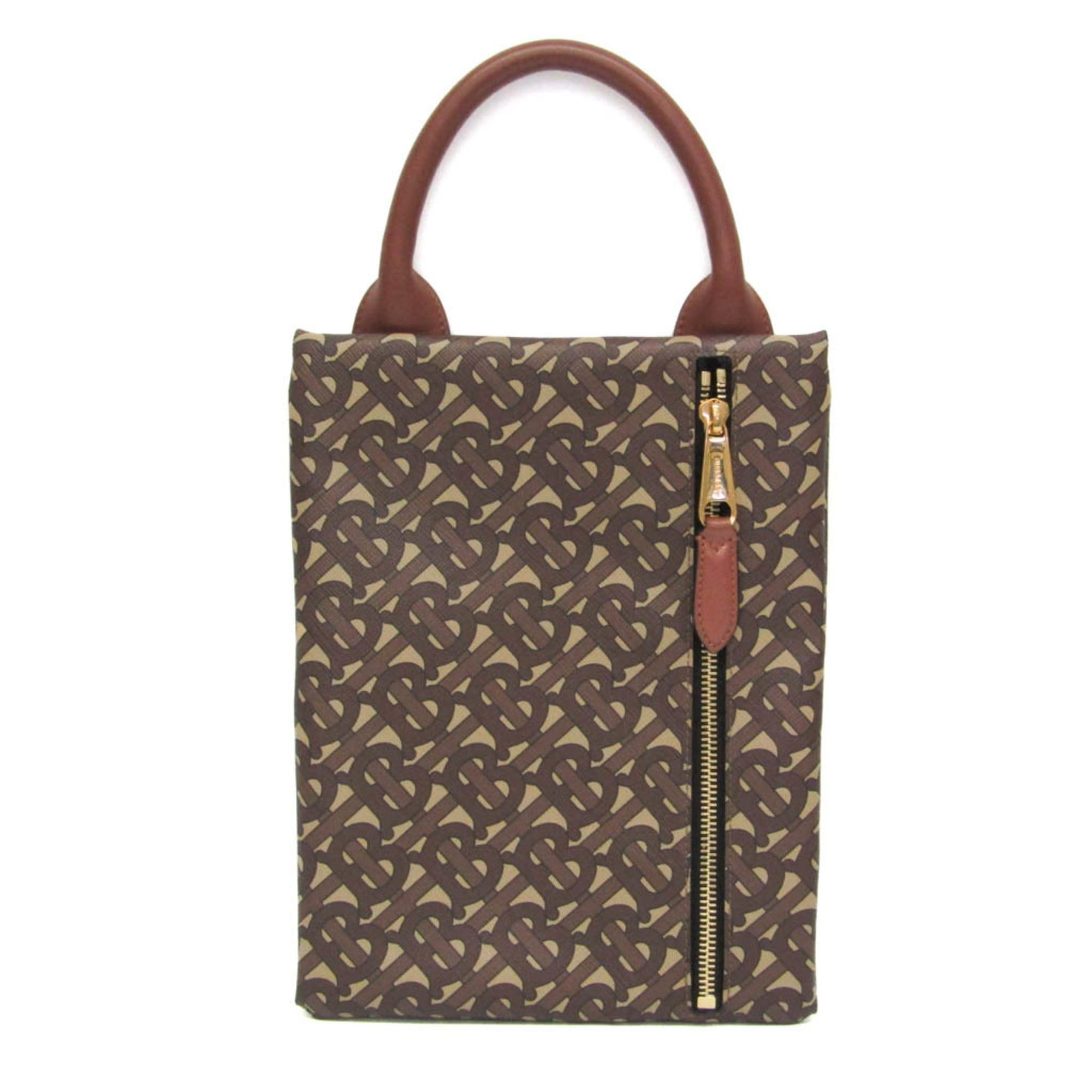 Burberry Burberry TB Monogram Men,Women PVC,Leather Clutch Bag,Handbag Brown Size ONE SIZE - 1 Thumbnail