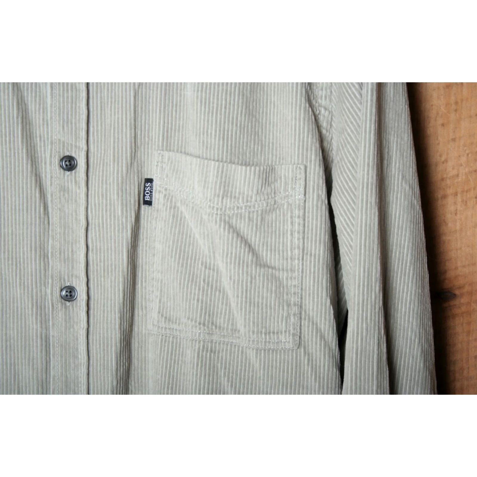 Hugo Boss HUGO BOSS Relegant 2 Light Gray Soft Corduroy Button Front Shirt Men's L Size US L / EU 52-54 / 3 - 5 Thumbnail