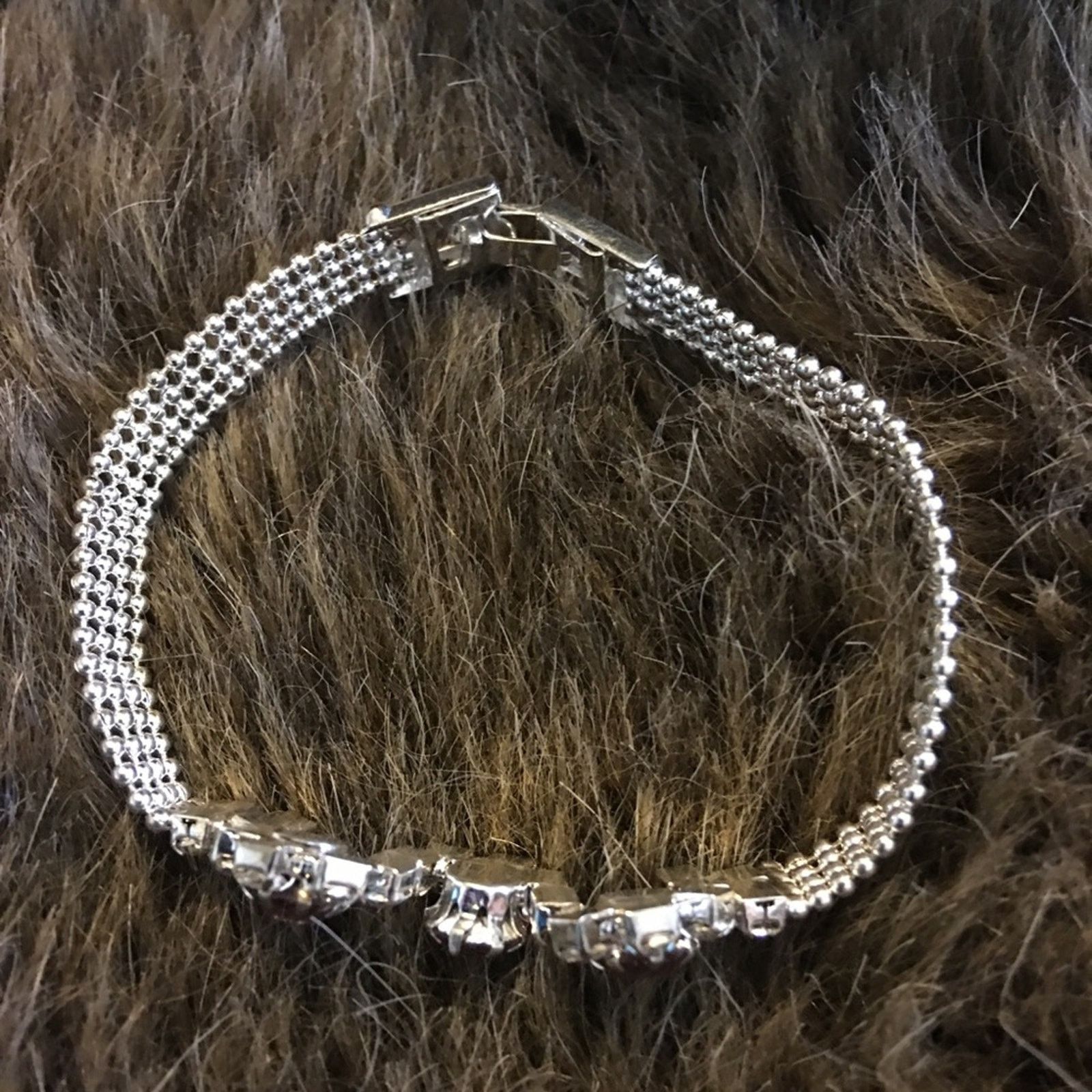 Jewelry Light purple & clear rhinestone ball mesh bracelet Size ONE SIZE - 8 Thumbnail