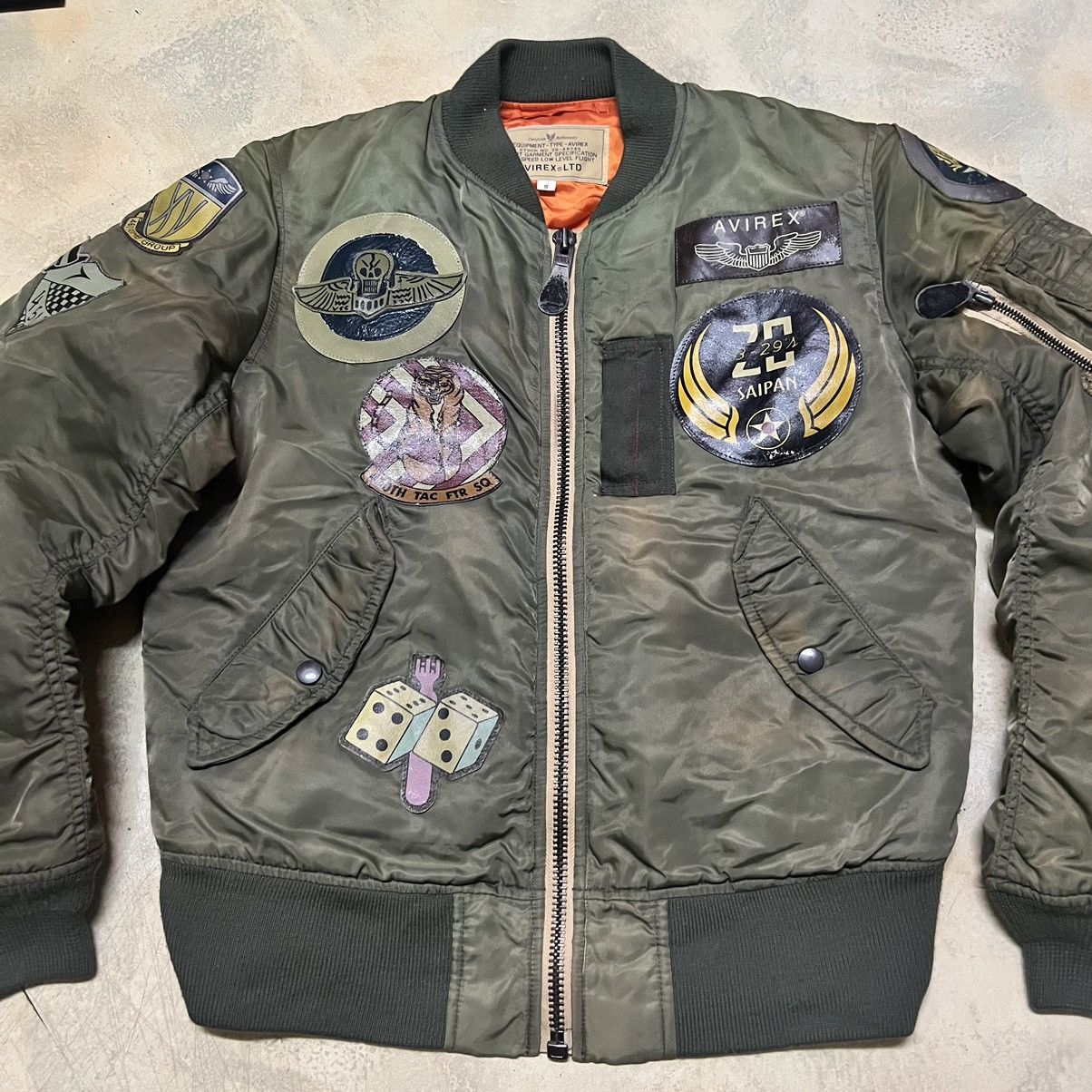Avirex Avirex Bomber Jacket Full Patches Distressed Style Size US S / EU 44-46 / 1 - 4 Thumbnail