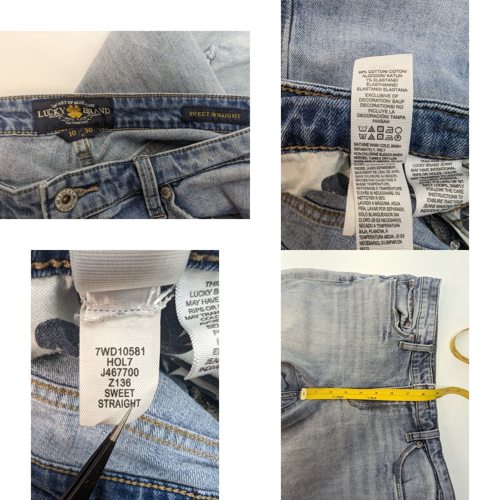 Lucky Brand Lucky Brand Jeans Women 10 Straight Blue Cotton Blend Medium Wash 31in Inseam 32in Waist 30in 7WD10581 Size 32" / US 10 / IT 46 - 8 Thumbnail