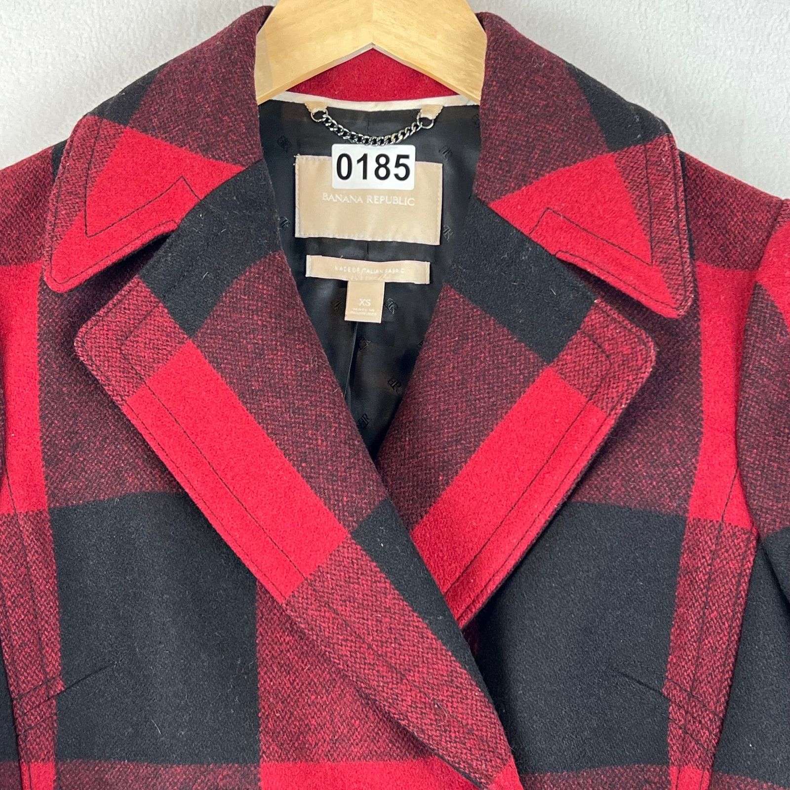 Banana Republic Banana Republic Buffalo Plaid Wool Coat Jacket XS Red Black Size XS / US 0-2 / IT 36-38 - 10 Thumbnail