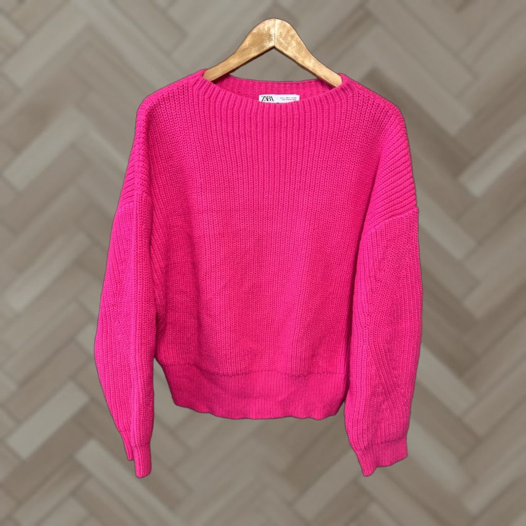Zara Zara Pink Knit Sweatshirt Pullover Womens XL Knit Style Pullover Casual Dusty Logo Rose Pattern 3/4 Sleeve Womens Size XL / US 12-14 / IT 48-50 - 1 Thumbnail