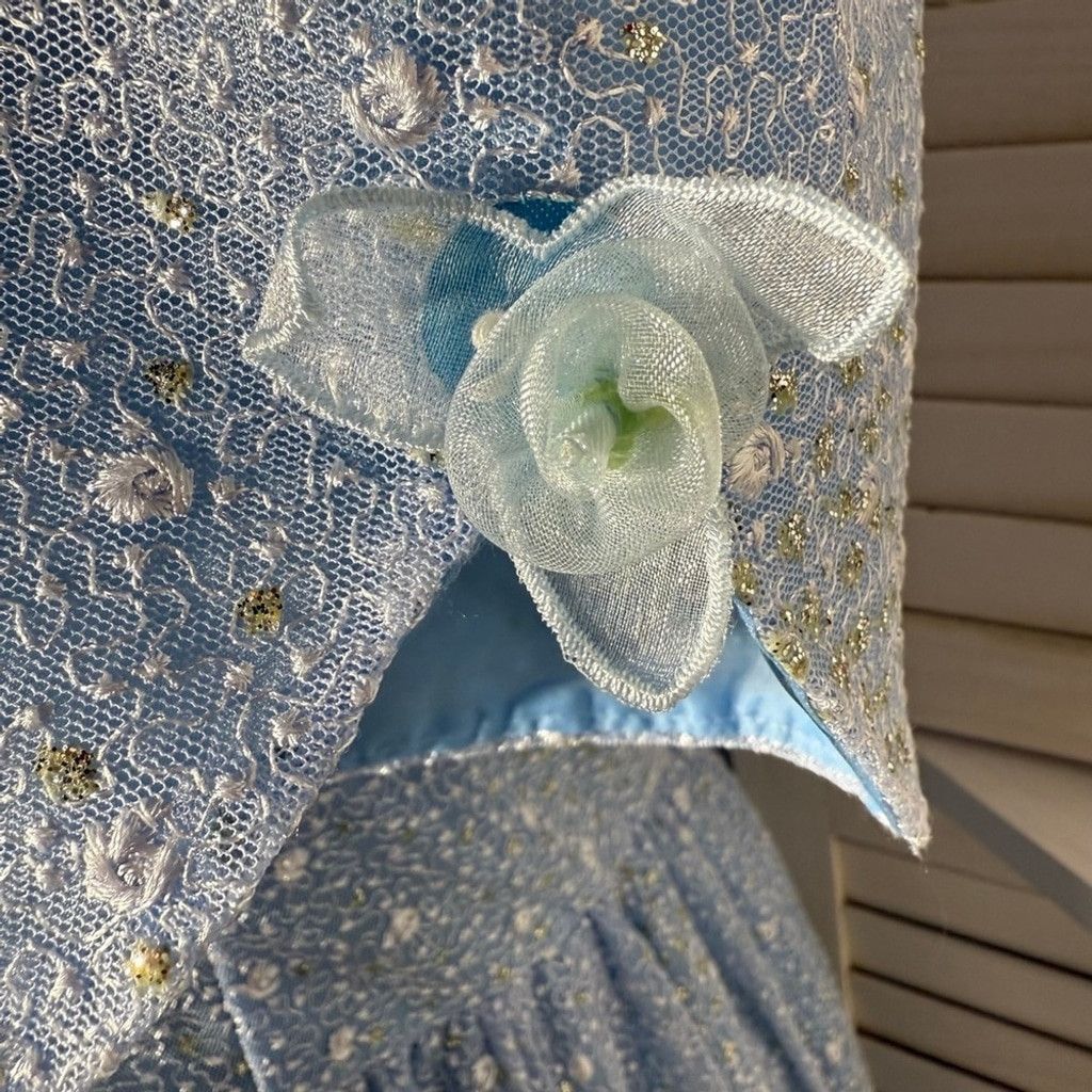 Vintage Vintage Peasant Dress Beaded Floral Puffed Sleeves Blue XL Size XXL / US 16-18 / IT 52-54 - 8 Thumbnail