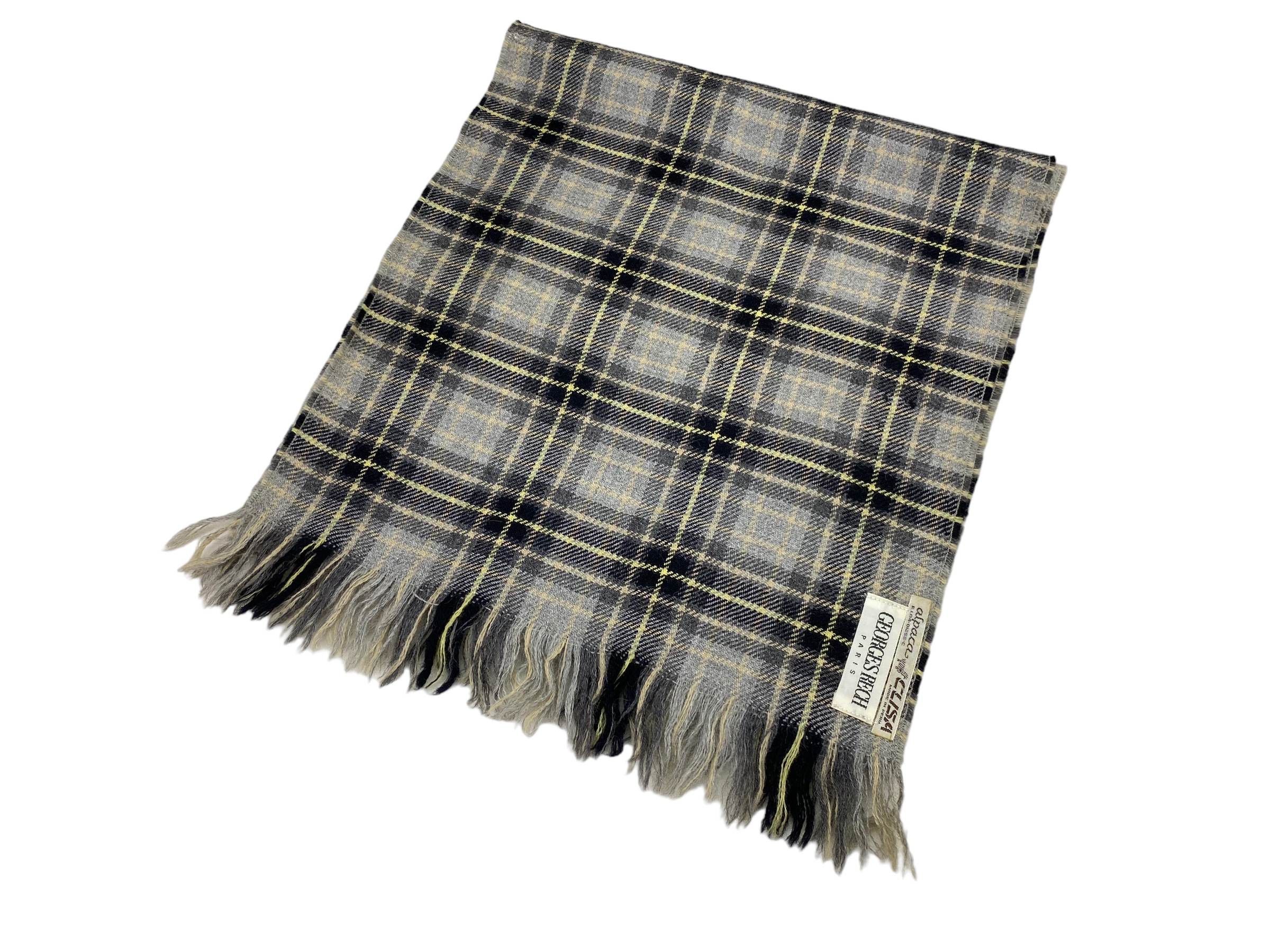 Vintage Vintage Georges Rech Paris Gray Checkered Wool Scarf Size ONE SIZE - 2 Thumbnail