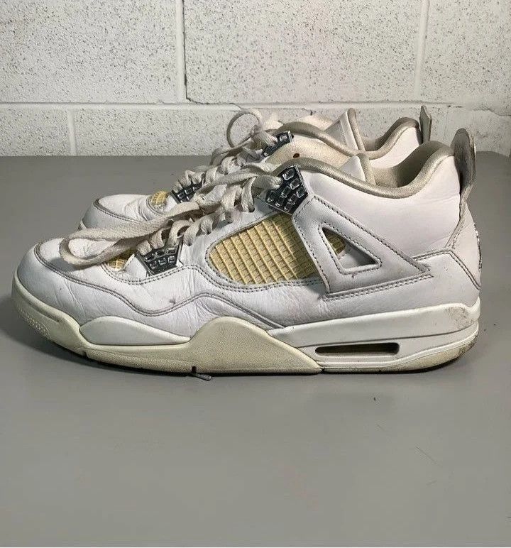 Jordan Brand × Nike Nike Air Jordan 4 Retro Pure Money 11.5 White Silver Leather Size US 11.5 / EU 44-45 - 5 Thumbnail