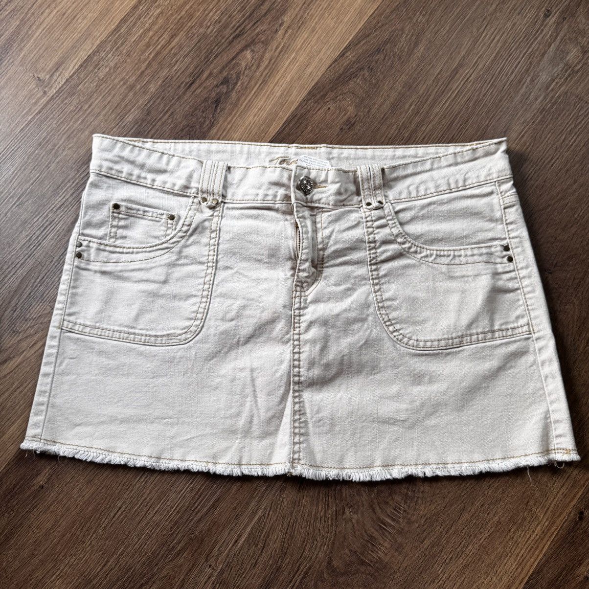 Jordache Y2K Jordache Surf Mini Skirt Tan Floral Embroidered Design Size 35" - 3 Thumbnail