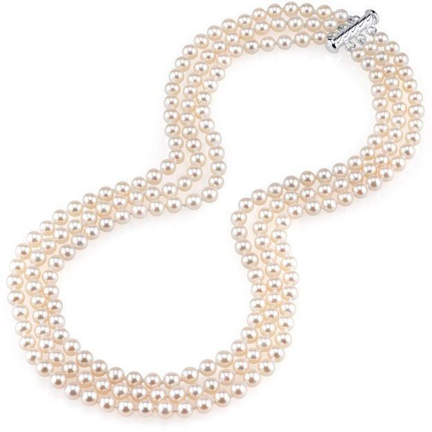 Zales Zales Three-Stranded Cultured Pearl Necklace w/ Silver Clasp Size ONE SIZE - 9 Thumbnail