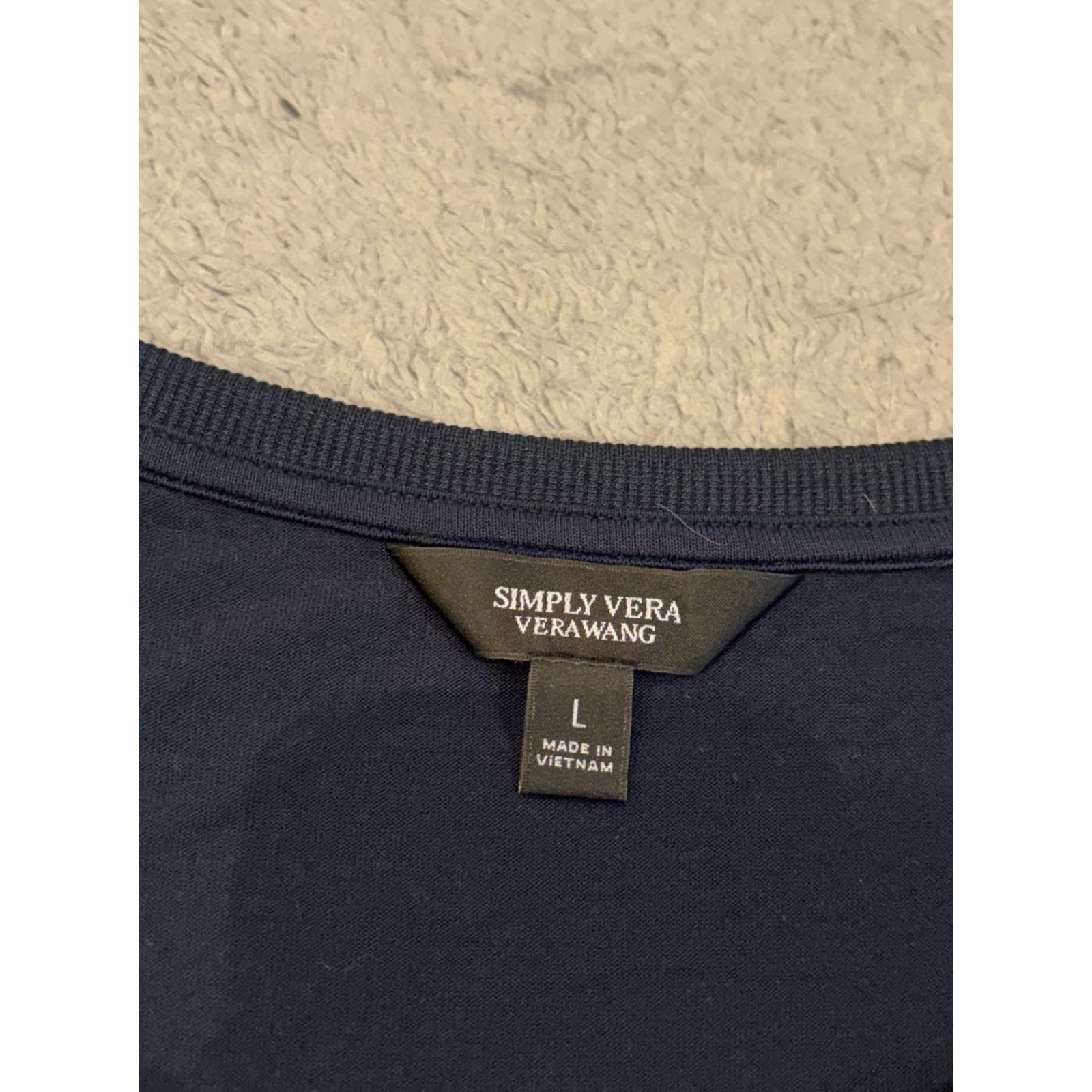 Vintage Simply Vera Vera Wang Long Sleeve Top Womens Large Blue Patterned Pullover Stretch Casual Blouse Size L / US 10 / IT 46 - 2 Thumbnail