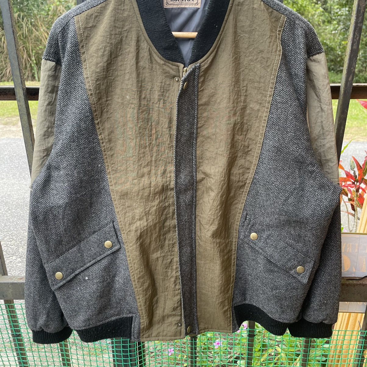 Japanese Brand × Vintage 🔥Houston Patchworks Full Zipper Buttons Wool Bomber Jacket Size US L / EU 52-54 / 3 - 5 Thumbnail