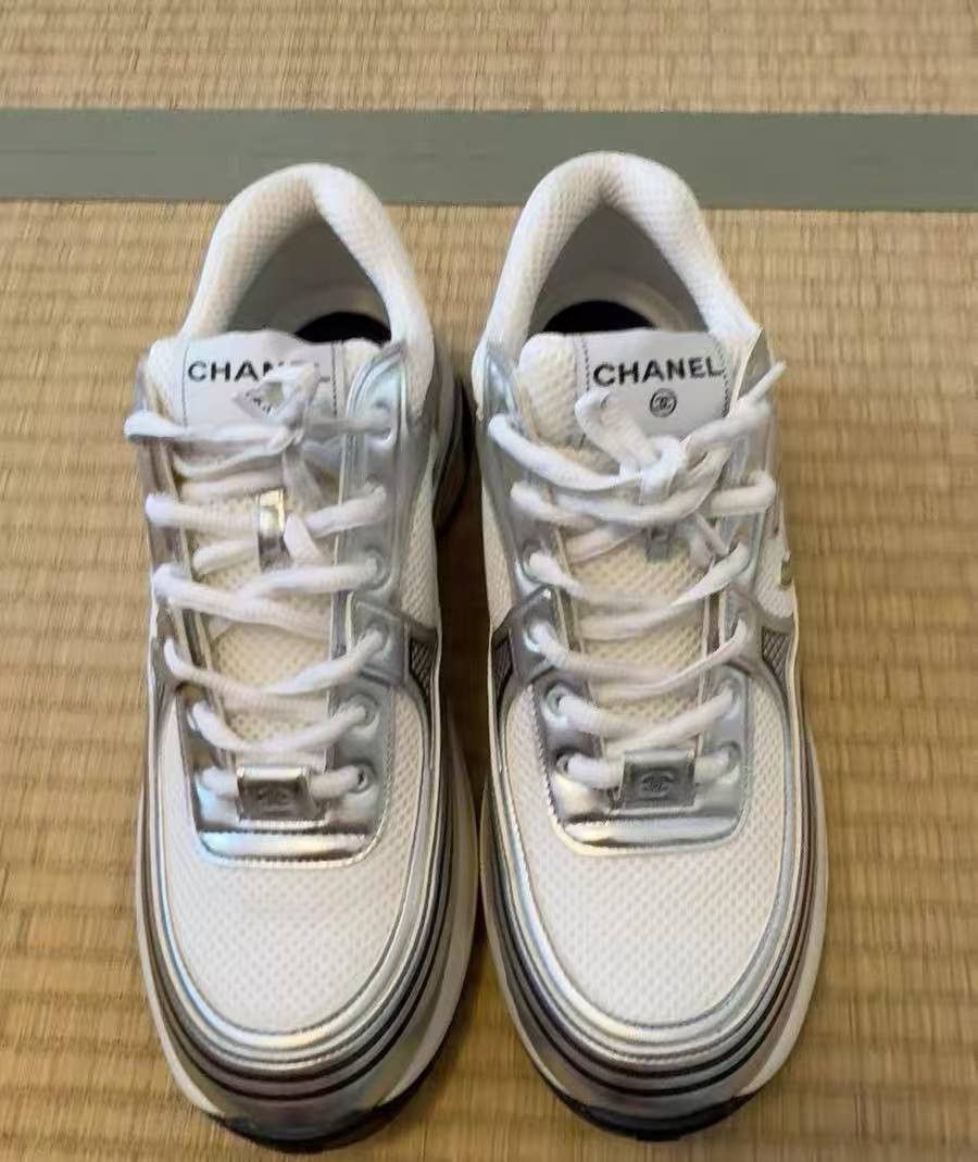 Chanel Chanel Silver Retro Lowtop Sneakers 44 Men Size US 11 / EU 44 - 1 Thumbnail