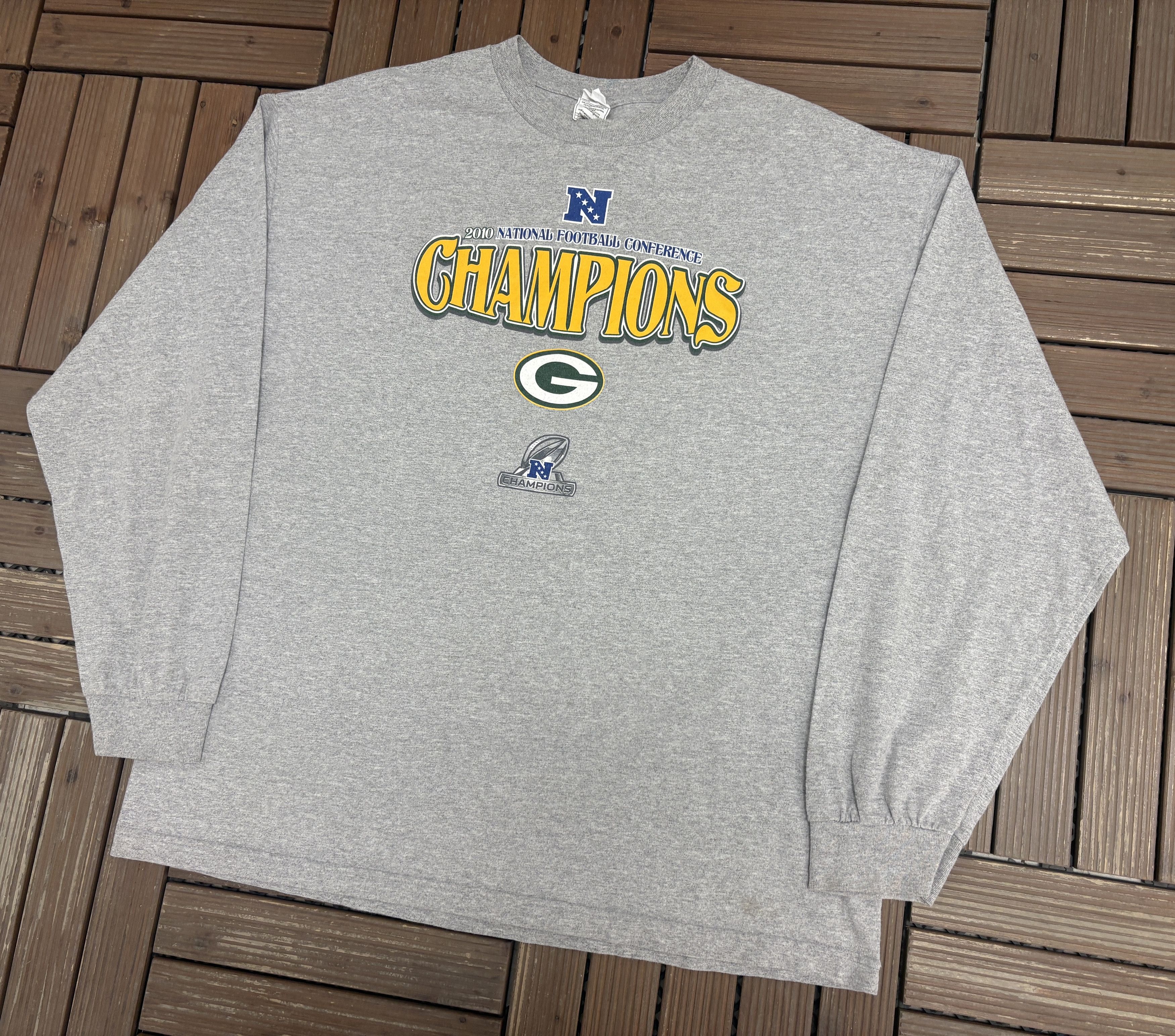 Vintage Green Bay Packers NFC Champions 2010 Vintage Long Sleeve Size US XXL / EU 58 / 5 - 3 Thumbnail