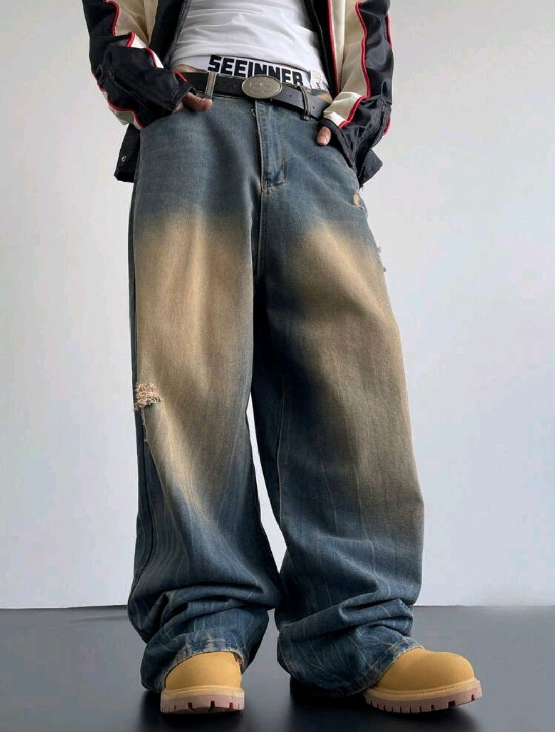 Vintage Retro Y2K 90s Baggy Wide Leg Jeans Striking Fade Size US 31 - 5 Thumbnail