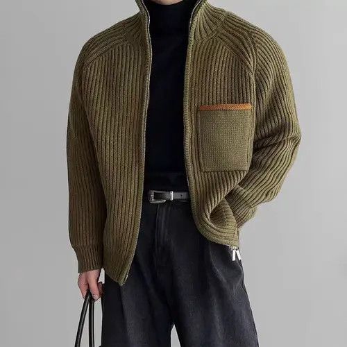 Japanese Brand Vintage Green Double Zipper Knit Stand-Up XL Jacket Coat Size US XL / EU 56 / 4 - 6 Thumbnail