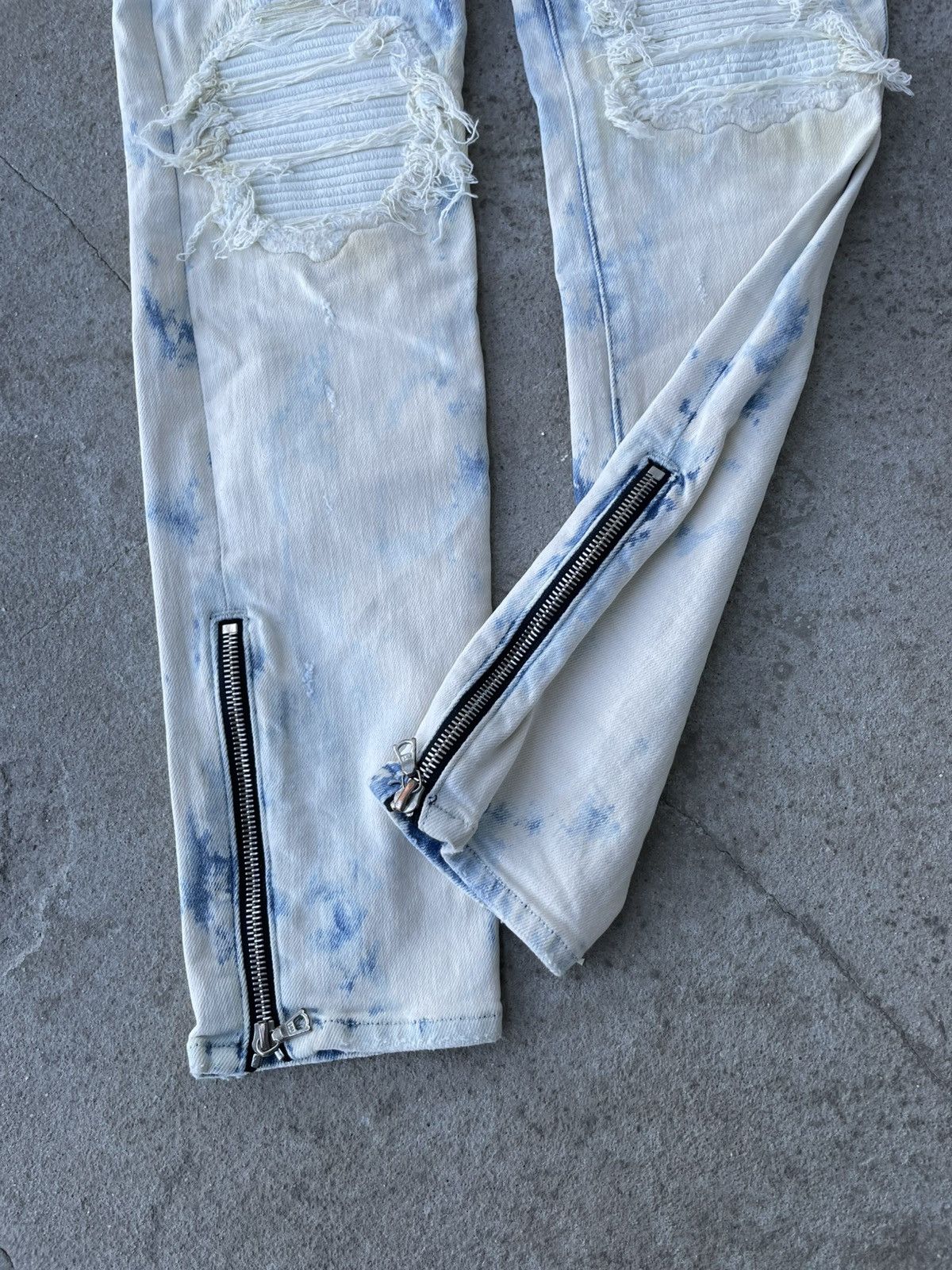Amiri AMIRI TIE DYE DISTRESSED BIKER DENIM Size US 27 - 3 Thumbnail