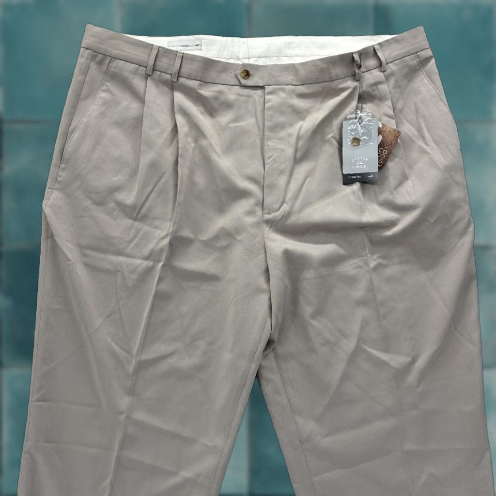 Cutter & Buck Cutter & Buck CB DryTec Luxe Dress Pants Mens 46 Beige Herringbone Big & Tall Dress Pants Casual Business Size US 30 / EU 46 - 1 Thumbnail