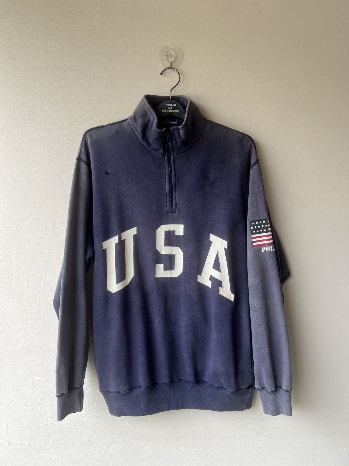 Polo Ralph Lauren Trashed 90s Polo Ralph Lauren Sun Faded Pull Over Sweatshirt Size US L / EU 52-54 / 3 - 2 Thumbnail