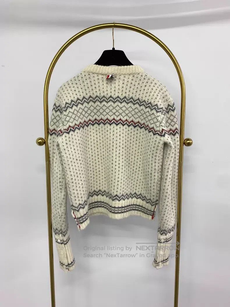 Thom Browne Thom Browne White Colorblock Fair Isle Knit Cardigan Size US XS / EU 42 / 0 - 3 Thumbnail