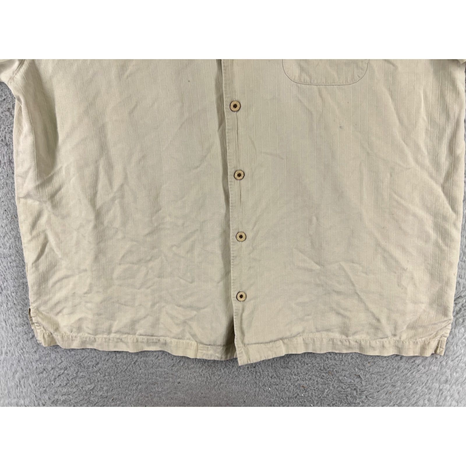 Tommy Bahama Tommy Bahama Shirt Men XL Beige Stripe 100% Silk Button Up Casual Hawaii Aloha Resort Beach Shirt Size US XL / EU 56 / 4 - 5 Thumbnail