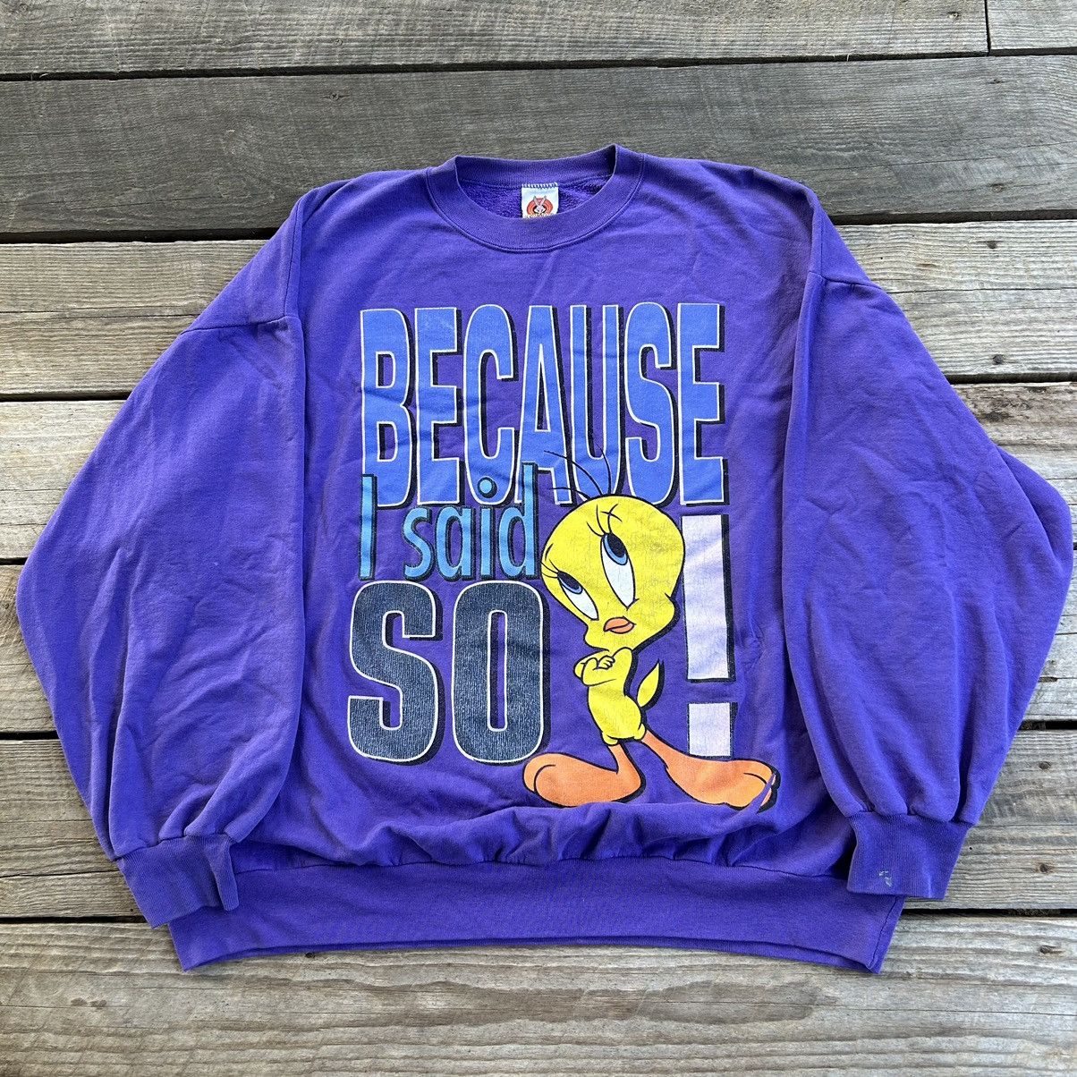 Vintage × Warner Bros Vintage 90s Looney Tunes Tweety Because I Said So Crewneck Size US XL / EU 56 / 4 - 1 Thumbnail