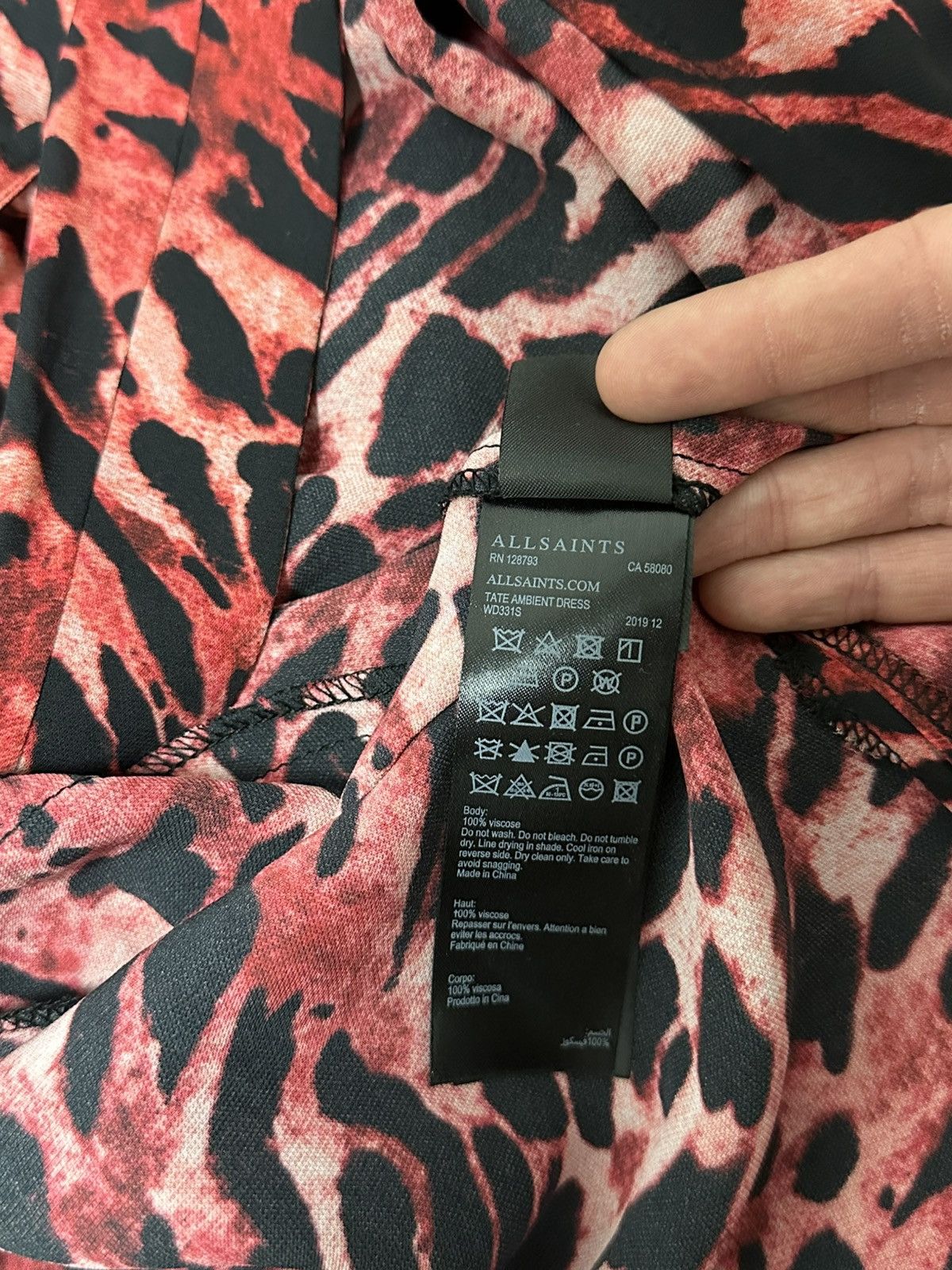 Allsaints × Dior AllSaints Red Leopard Print Dress size XS Size XS / US 0-2 / IT 36-38 - 7 Thumbnail