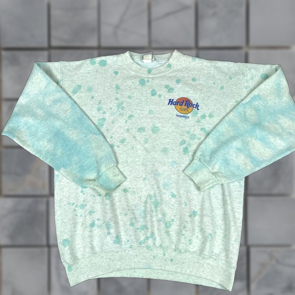 Hard Rock Cafe VINTAGE Hard Rock Cafe Sweatshirt Mens Adult Large Green Tie Dye 90s Logo Crew Neck Pullover Long Sleeve Cotton Polyester Heavyweight Size US L / EU 52-54 / 3 - 1 Thumbnail