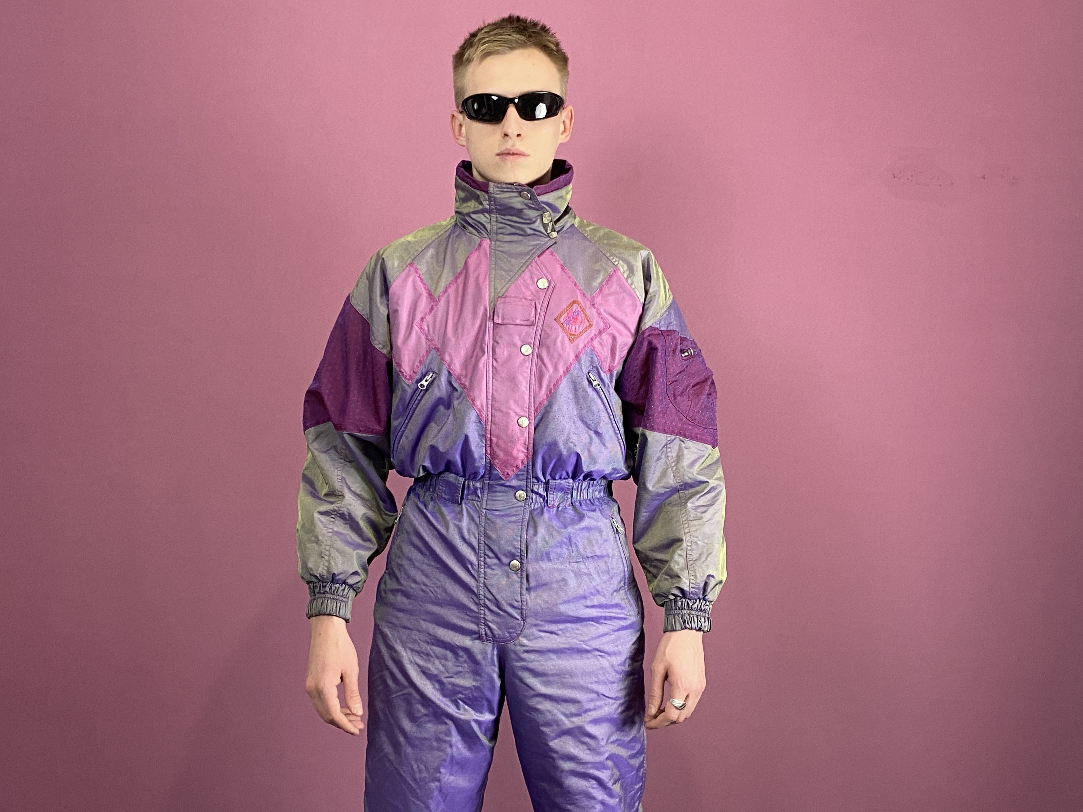 90s Vintage Men's One Piece Ski Suit - S