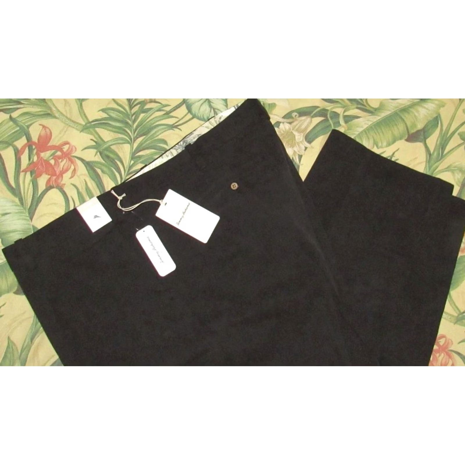 Tommy Bahama VINTAGE 50 TOMMY BAHAMA New St Thomas Dbl Pleated Black Pants 54 x 30 NWT Size US 38 / EU 54 - 2 Thumbnail