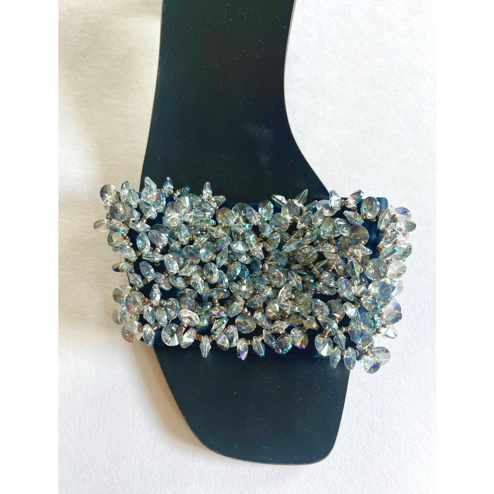 Tory Burch Tory Burch Navy Crystal Embellished Block Heel Slide sz 10 Size US 10 / IT 40 - 9 Thumbnail