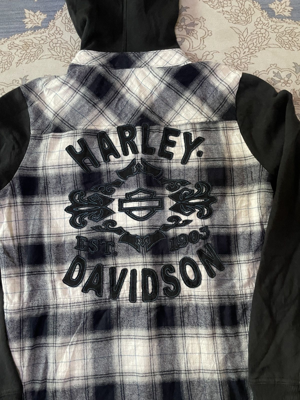 Vintage Vintage Harley Davidson Flannel plaids hooded embroidery szM Size M / US 6-8 / IT 42-44 - 8 Thumbnail