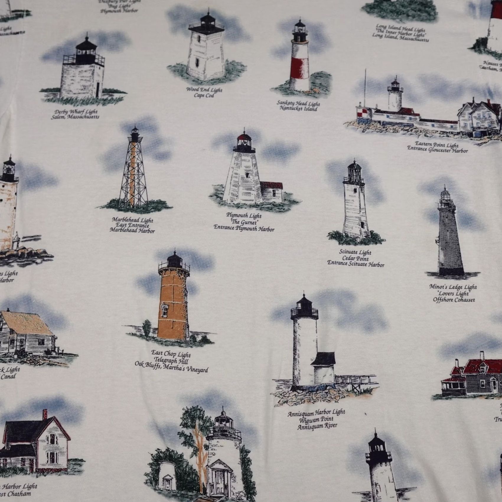 Gildan VINTAGE Gildan Lighthouse Shirt Mens M White Graphic Print Nautical Tee Size US M / EU 48-50 / 2 - 6 Thumbnail