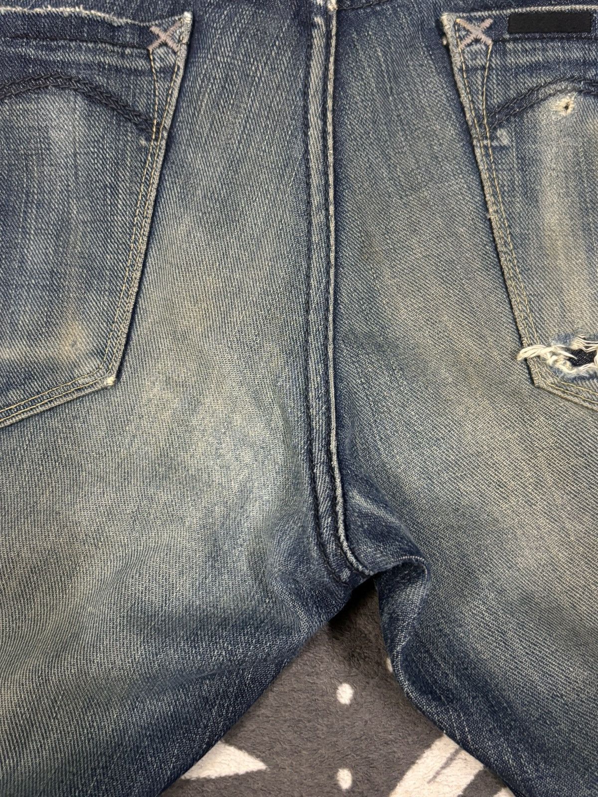 Lee × Number (N)ine Lee Black Riders Mud Wash Slim Straight Distressed Jeans Size US 34 / EU 50 - 11 Thumbnail