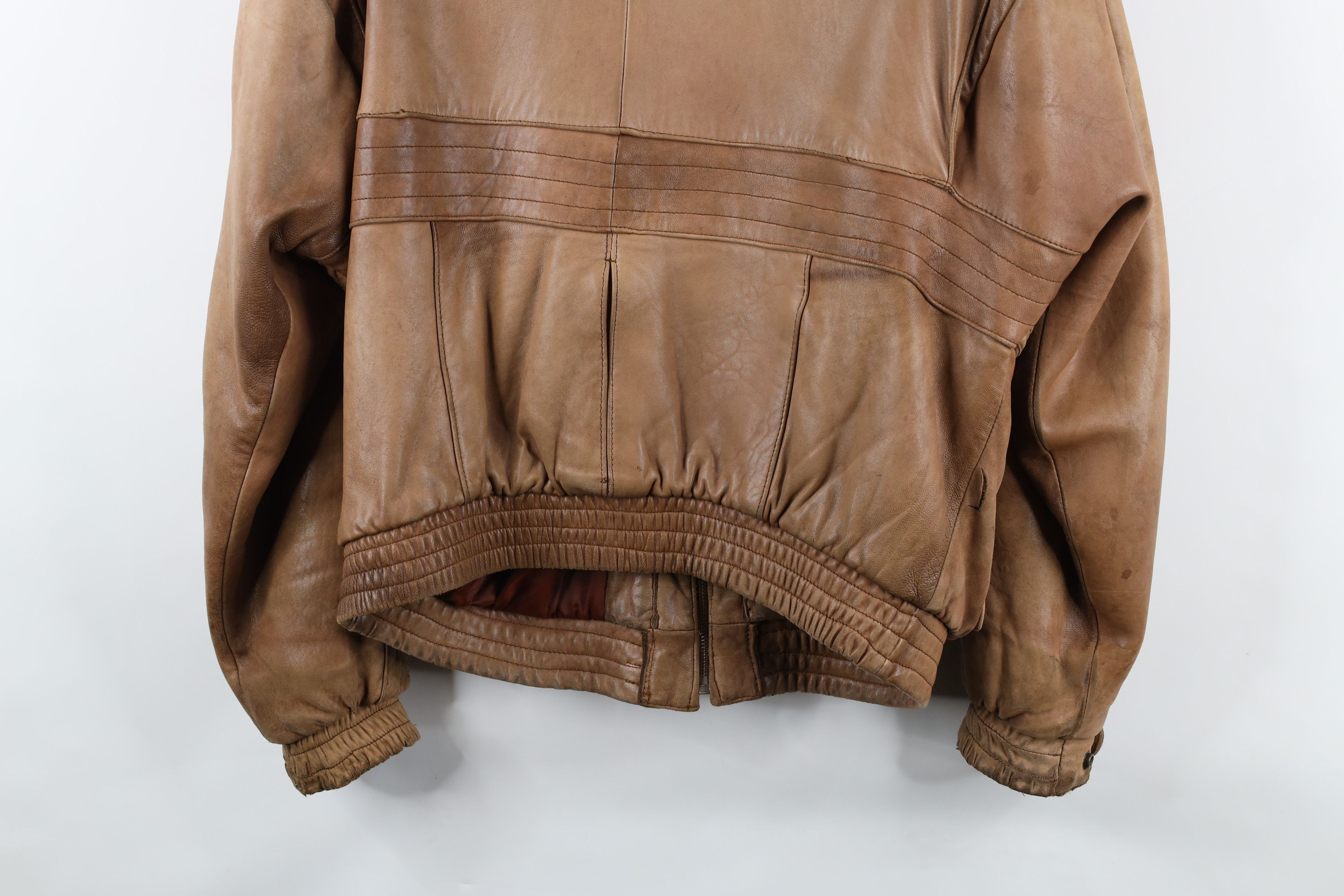 Vintage Vintage 90s Streetwear Leather Flight Bomber Jacket Brown Size US L / EU 52-54 / 3 - 16 Thumbnail