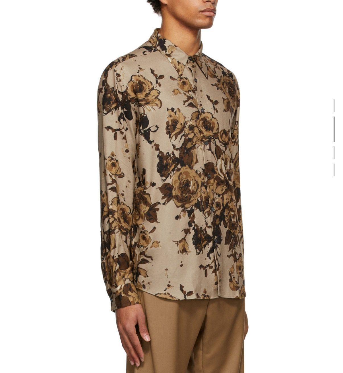 DAVI PARIS Tan Long Sleeve Printed Shirt
