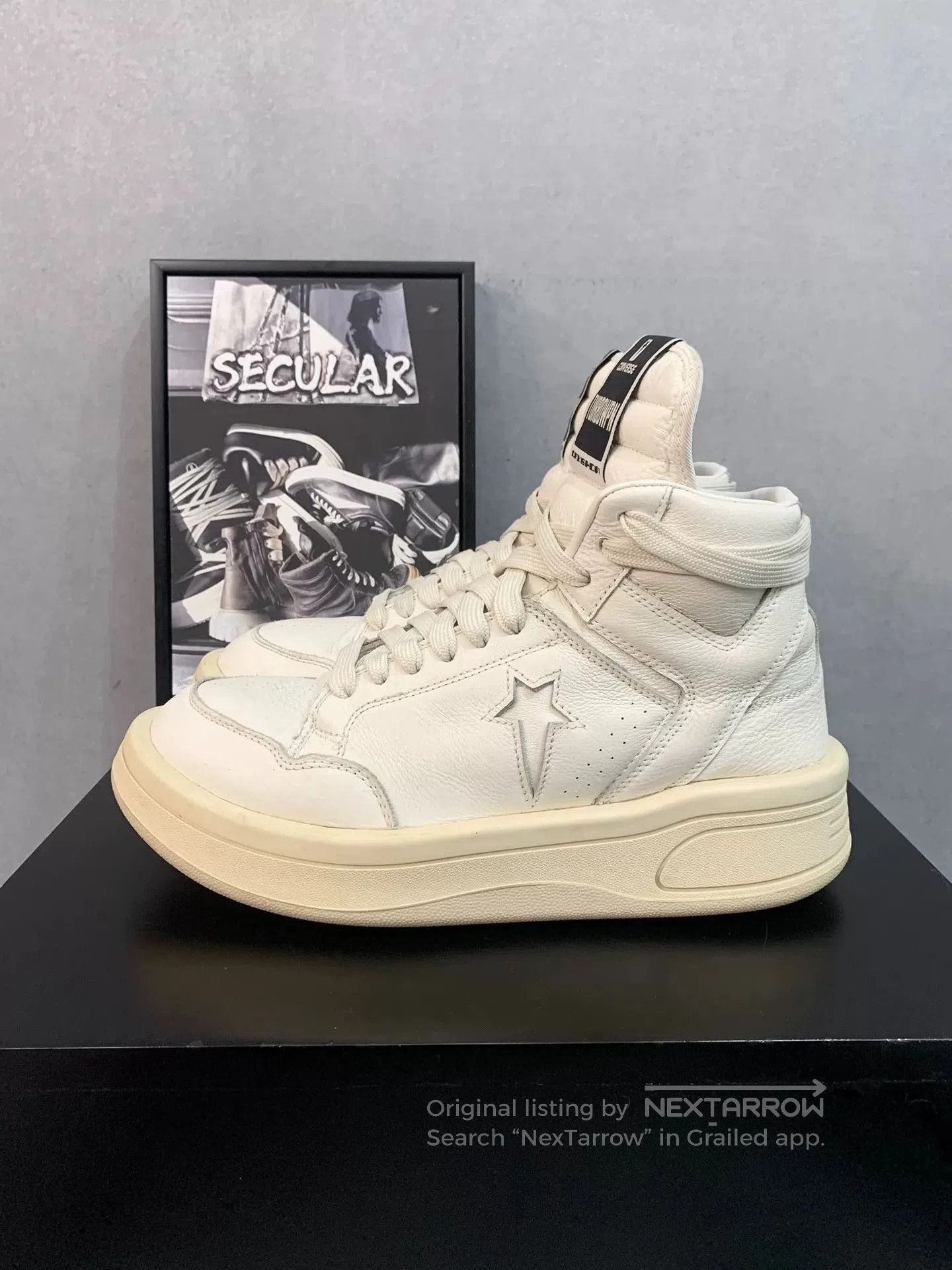 Rick Owens Drkshdw Rick Owens Converse Leather Platform Sneaker. Size US 10 / EU 43 - 3 Thumbnail