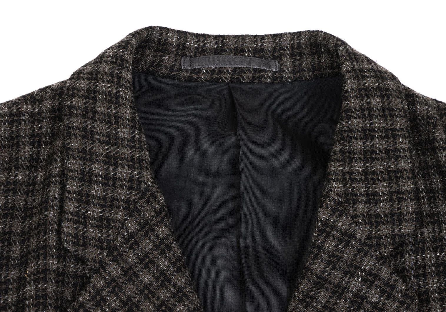 Comme des Garcons Homme Plus Wool Check T Gathered Jacket Black Brown Size S Size US S / EU 44-46 / 1 - 3 Thumbnail