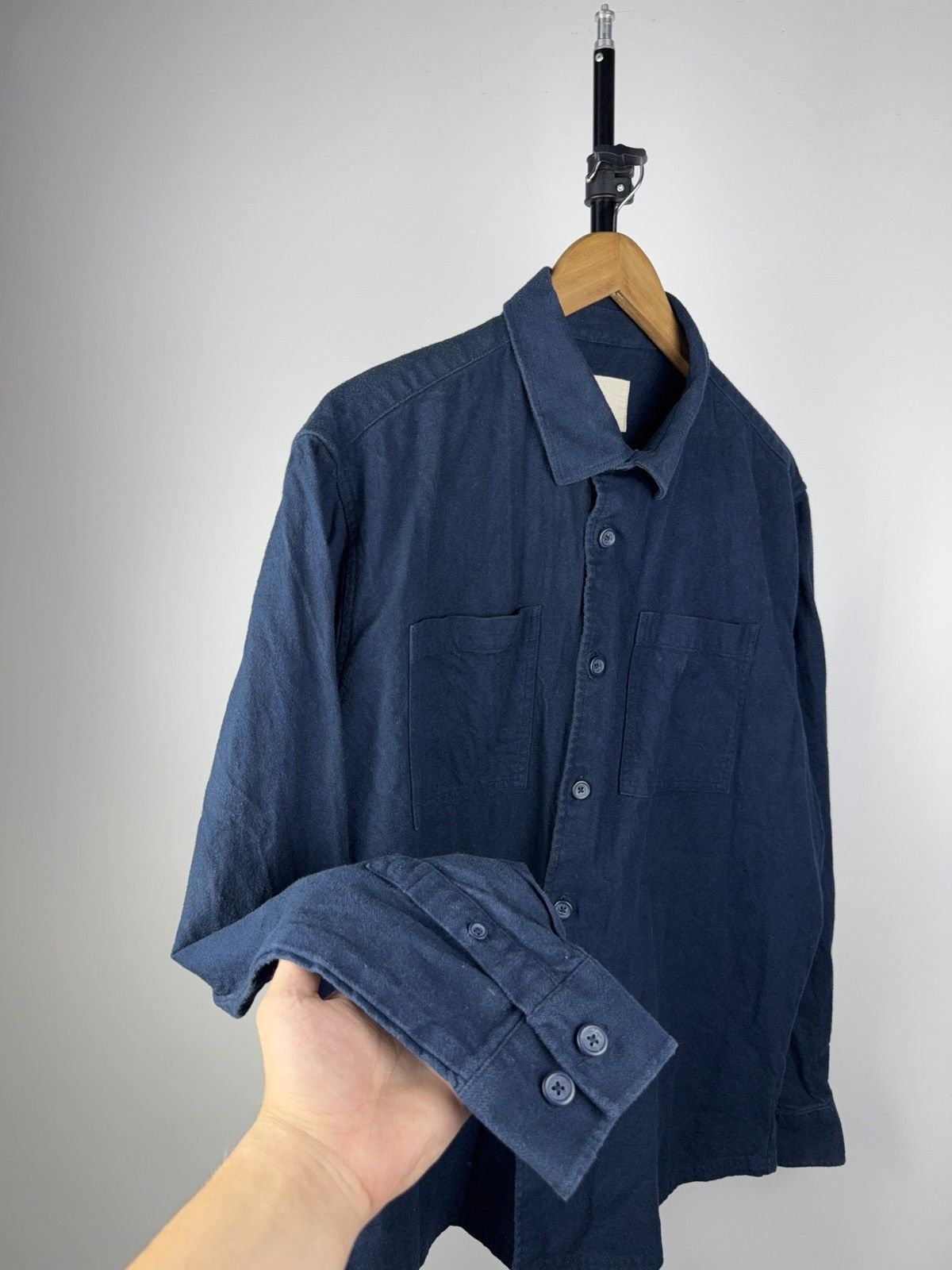 Folk Luxury Designer 00s FOLK Flannel Navy Shirt Size US L / EU 52-54 / 3 - 3 Thumbnail