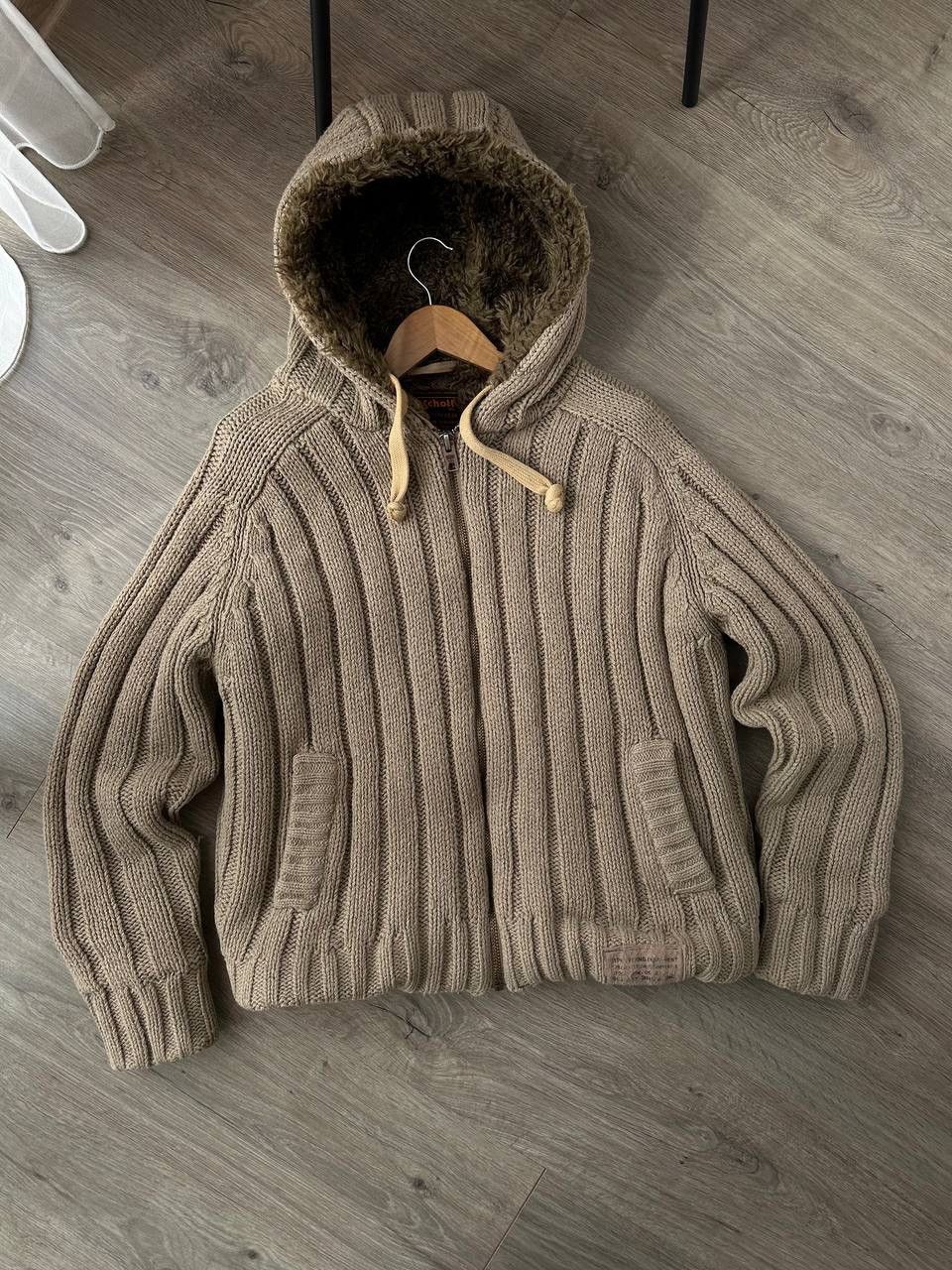 Japanese Brand × Schott × Vintage Vintage Schott NYC Faux Fur Beige Ribbed Knit Sweater Jacket Size US M / EU 48-50 / 2 - 6 Thumbnail