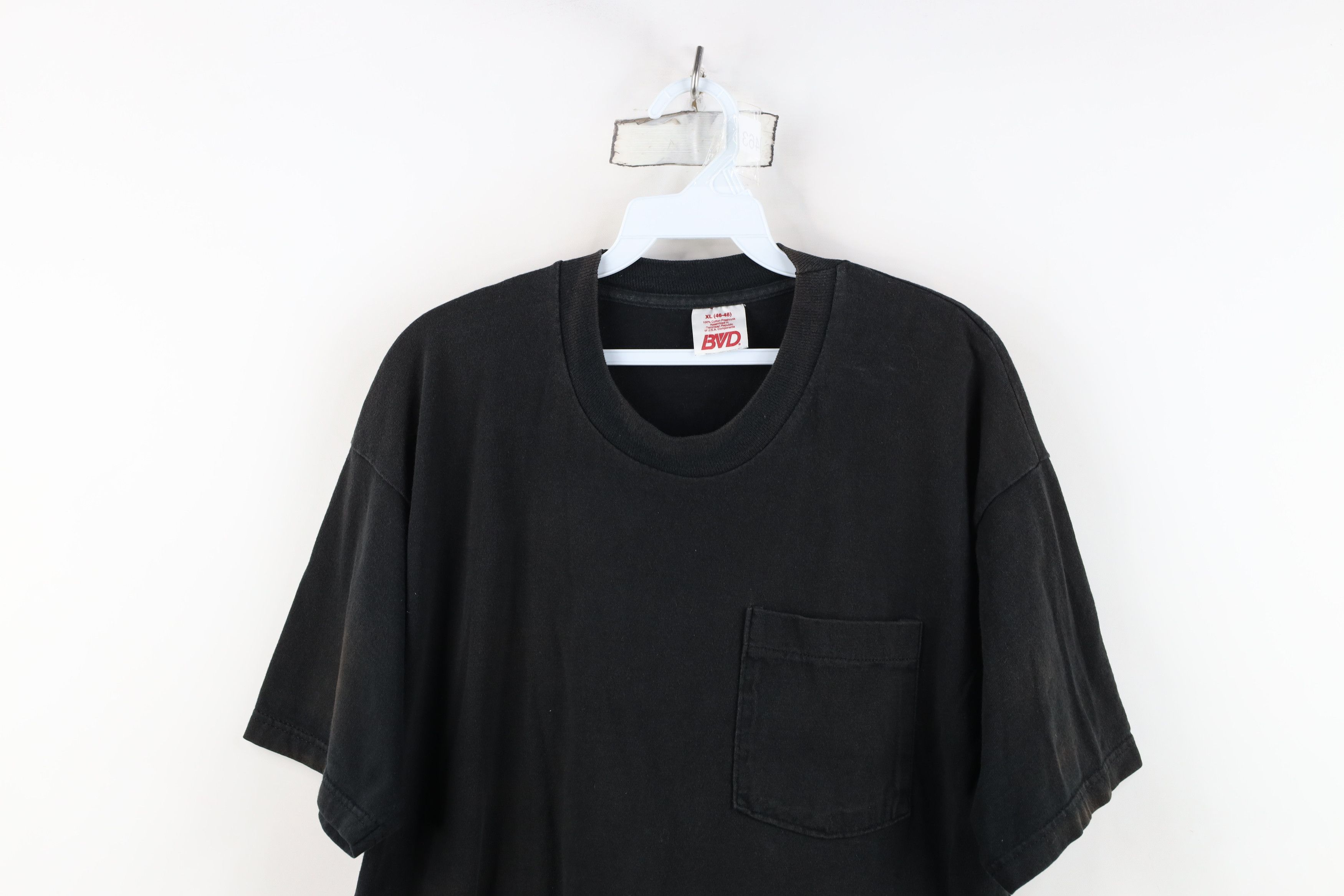 Vintage Vintage 90s Streetwear Heavyweight Cotton T-Shirt Black Size US XL / EU 56 / 4 - 2 Thumbnail