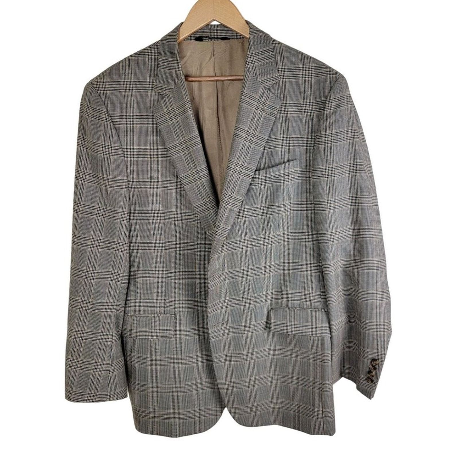 Jos. A. Bank Jos. A Bank Mens Wool Plaid Suit Blazer Sportcoat size 44L Size 44L - 3 Thumbnail